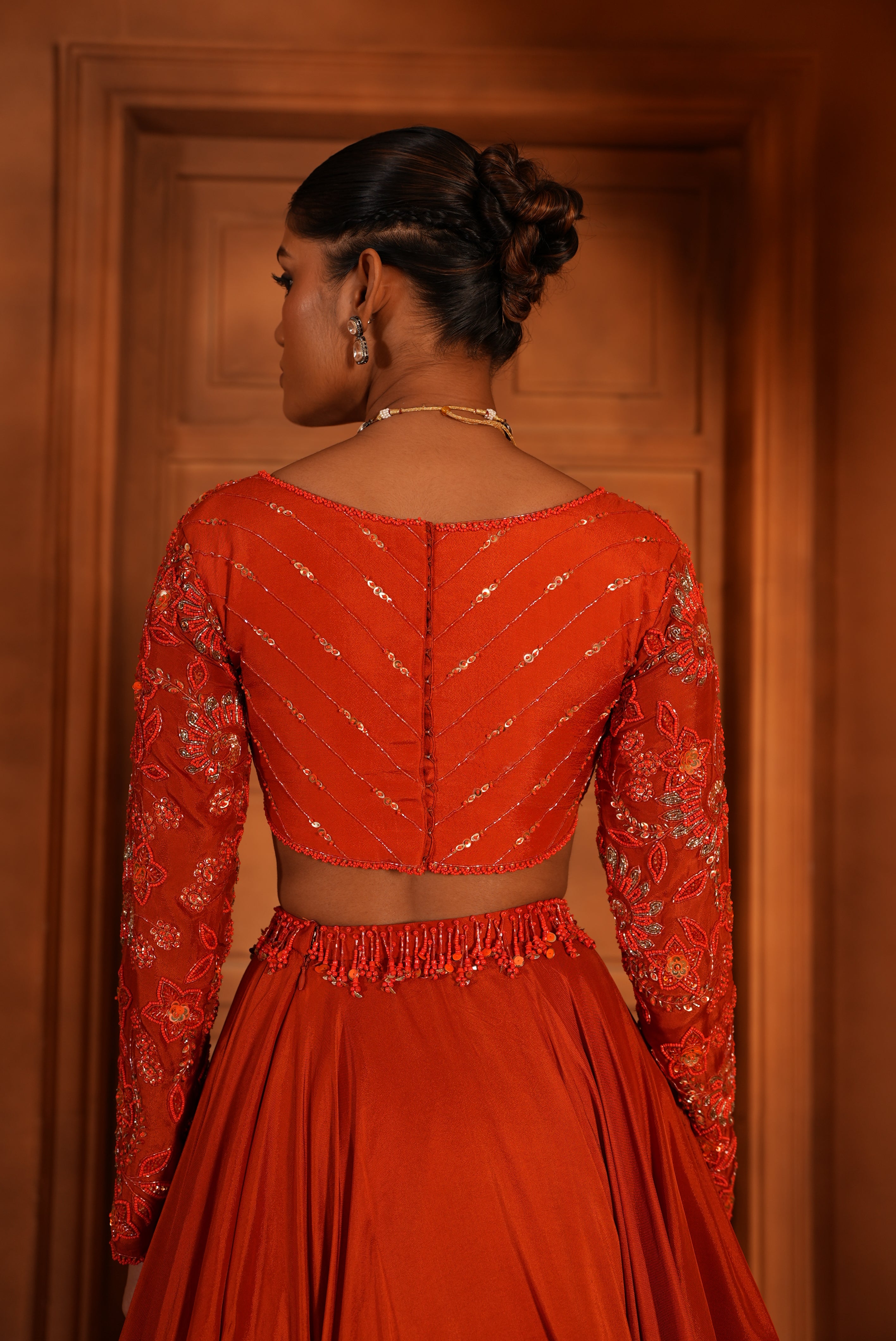 Candy Orange (Tone On Tone Work) Lehenga