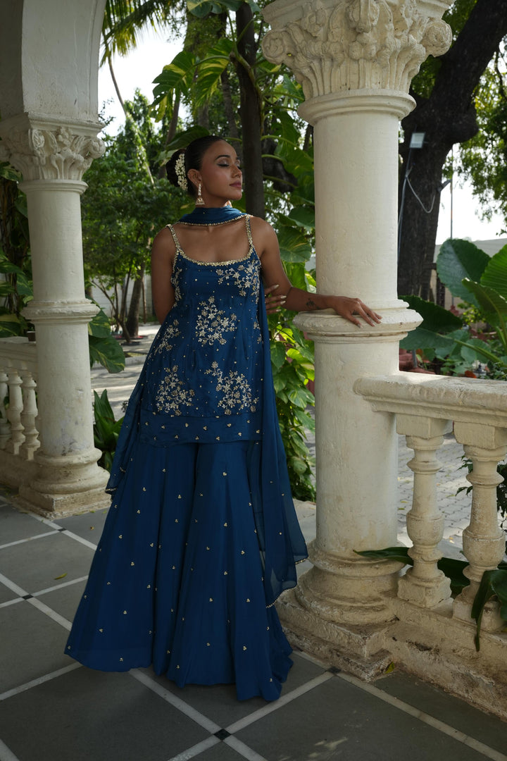 Peacock Blue (Strap) Gharara Set