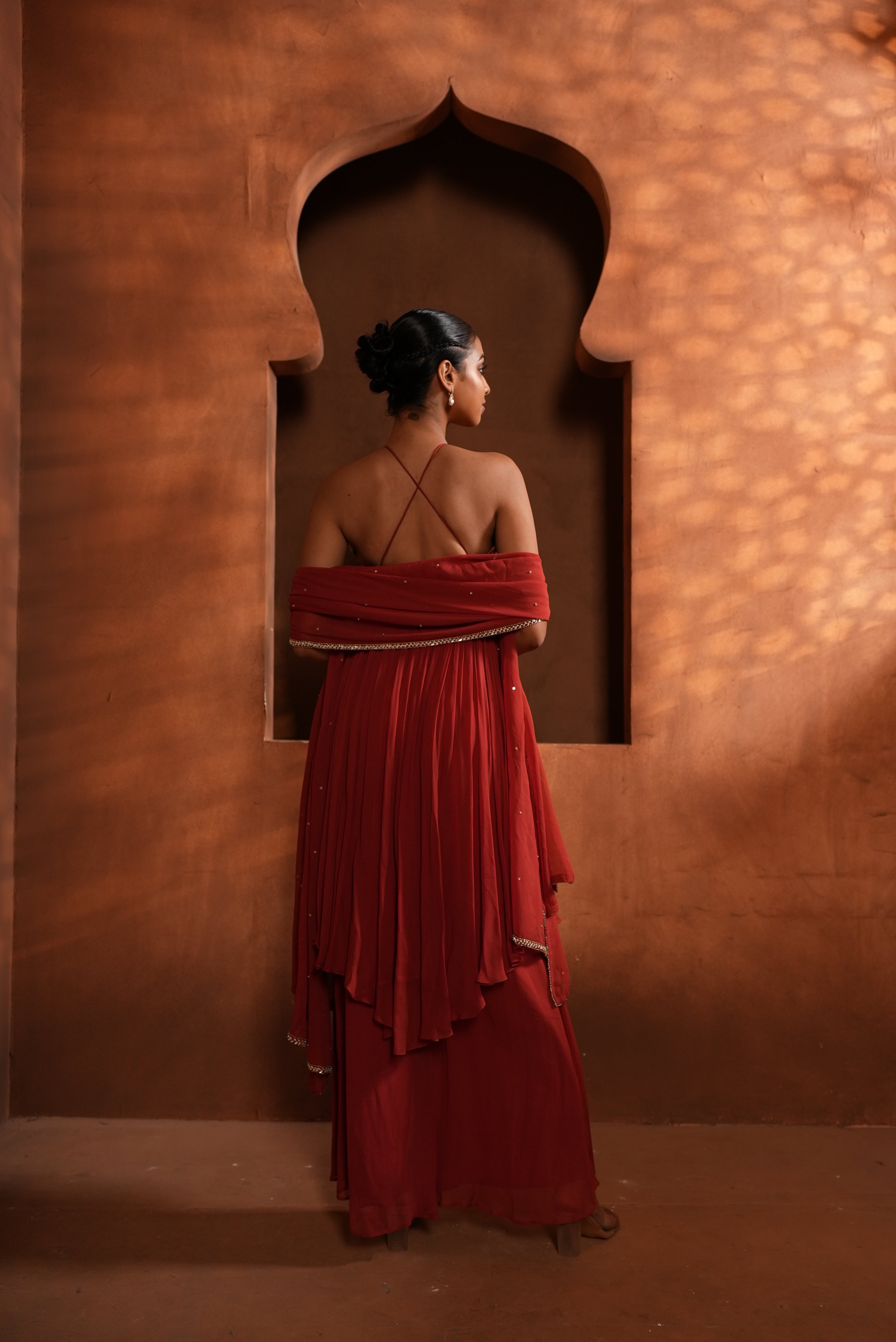 Brunt Rust In-Cut Dress (UN-EVEN FLAIR)