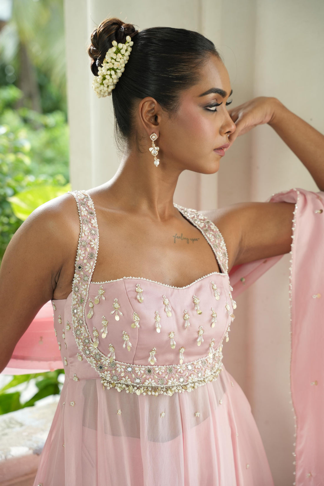 Baby Pink Anarkali With Sharara Set