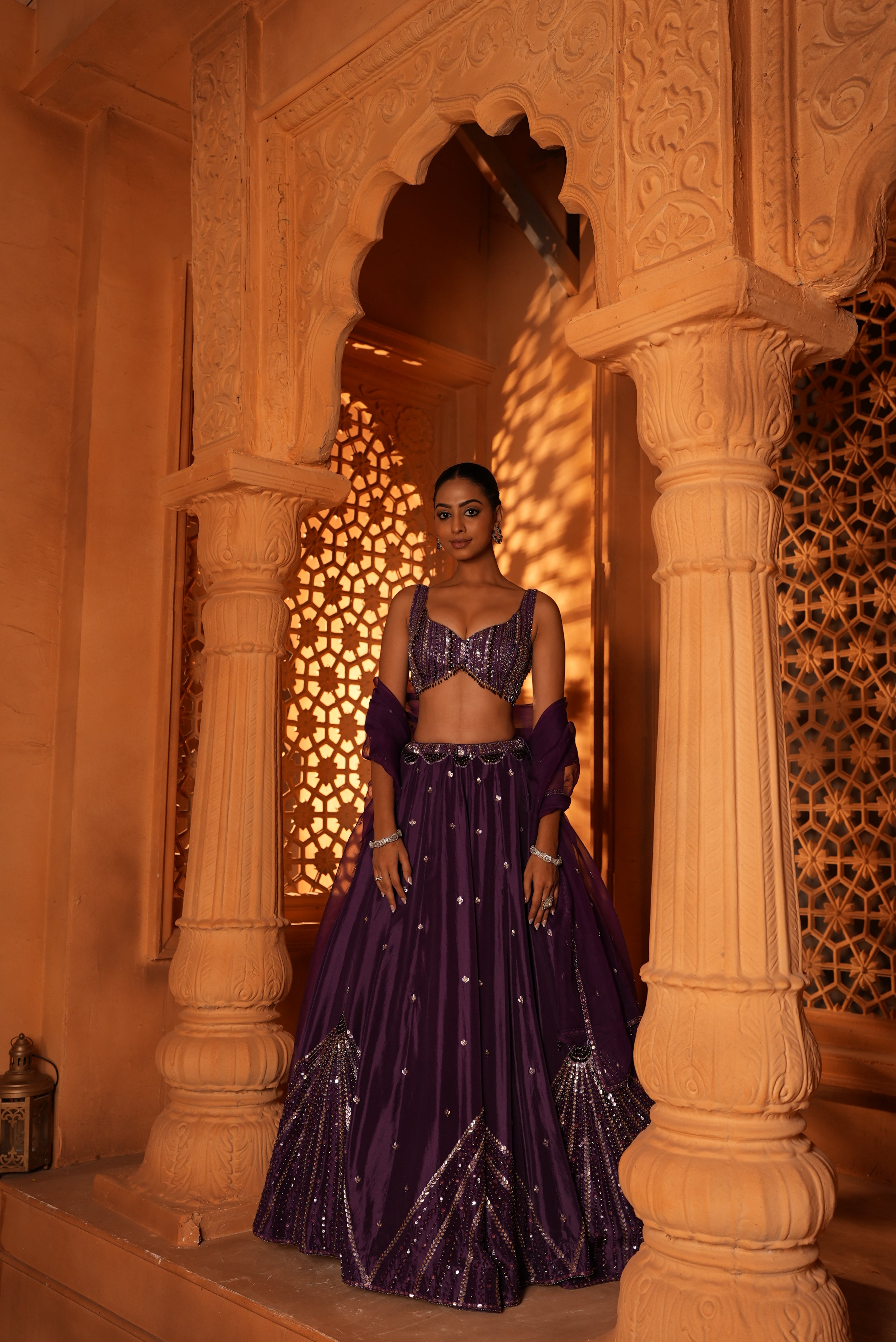 Violet (Sleeveless) (tone on tone Work) Lehenga