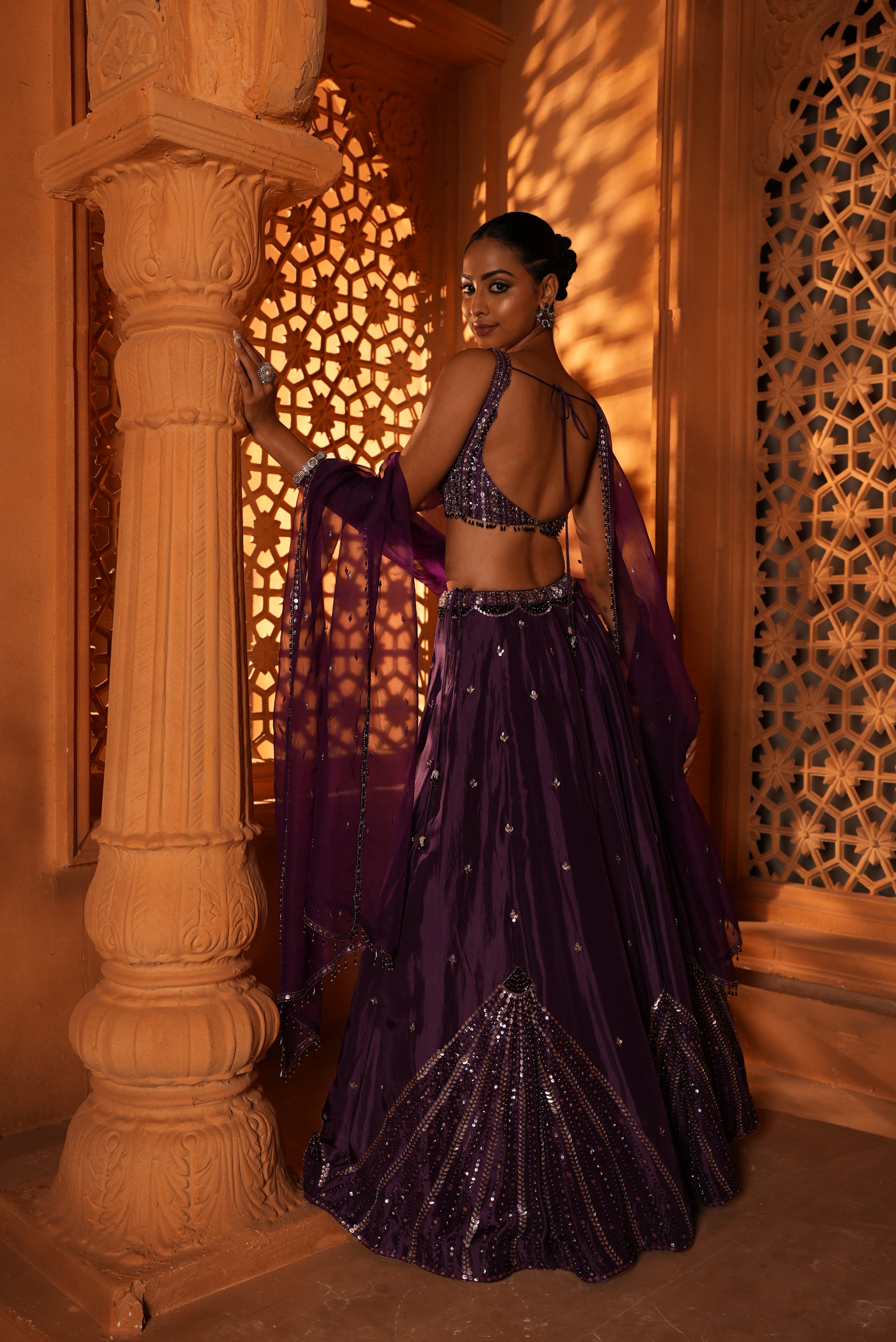 Violet (Sleeveless) (tone on tone Work) Lehenga