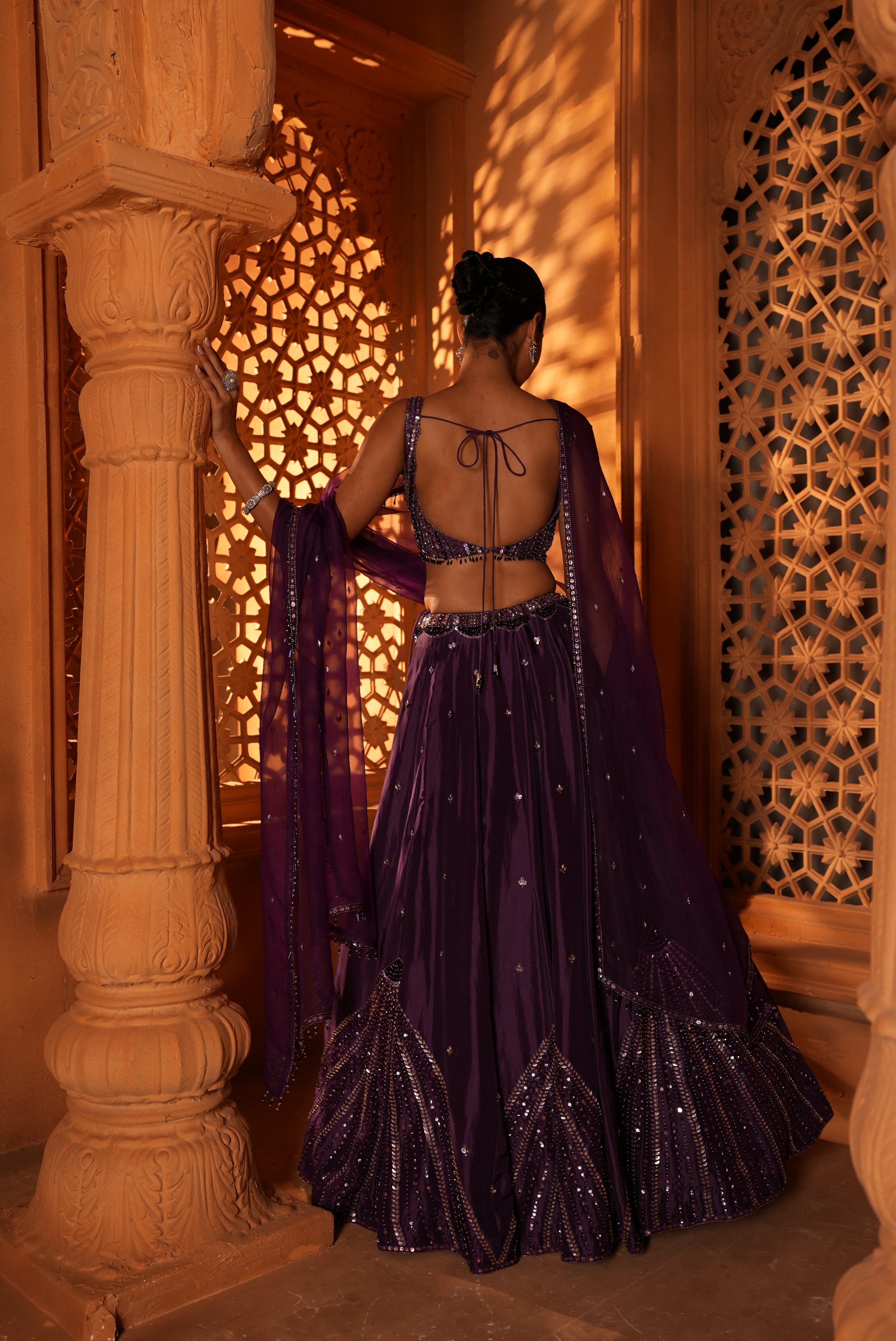 Violet (Sleeveless) (tone on tone Work) Lehenga