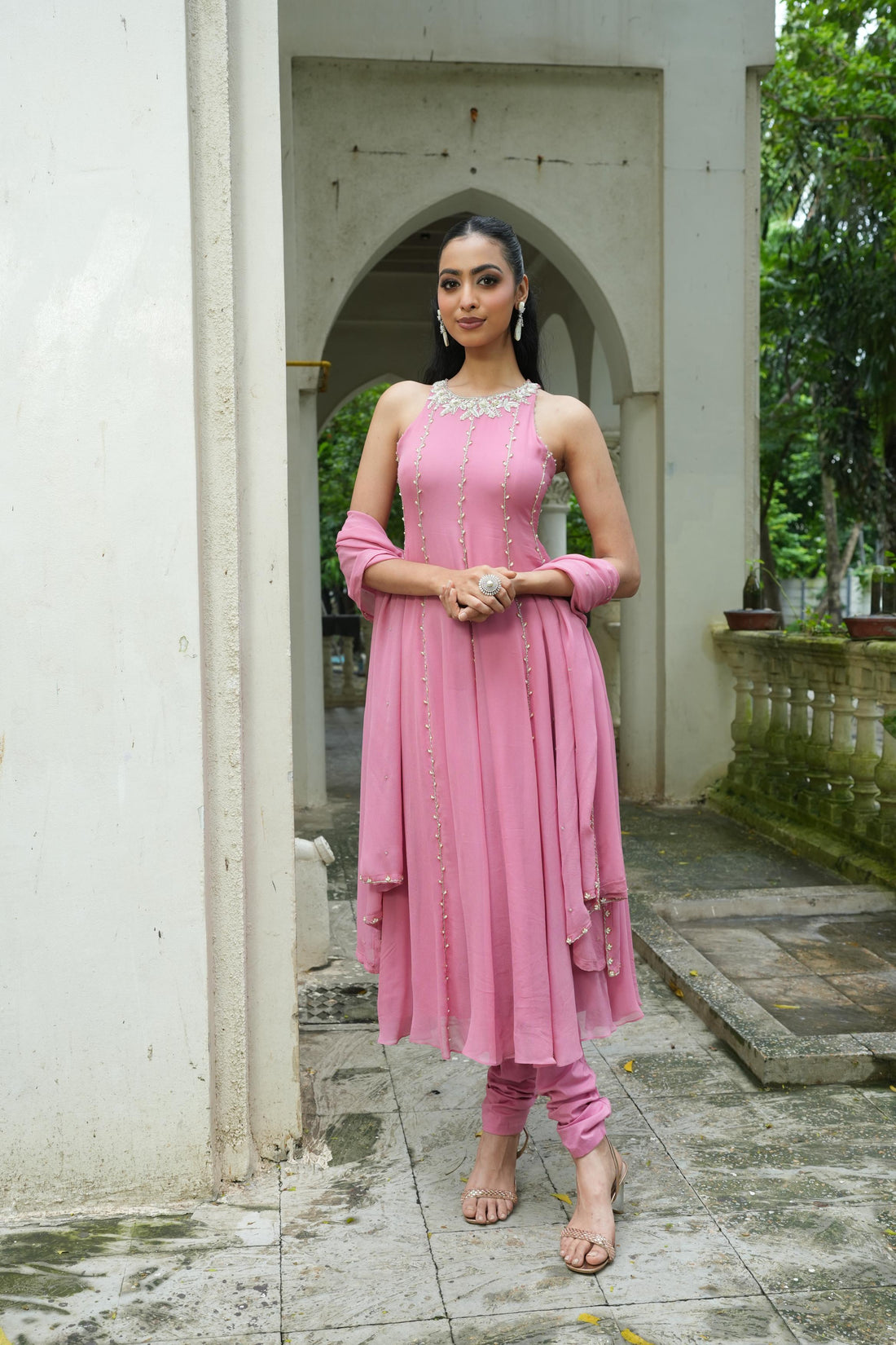 Dusty Pink (InCut) Anarkali With Chudidar