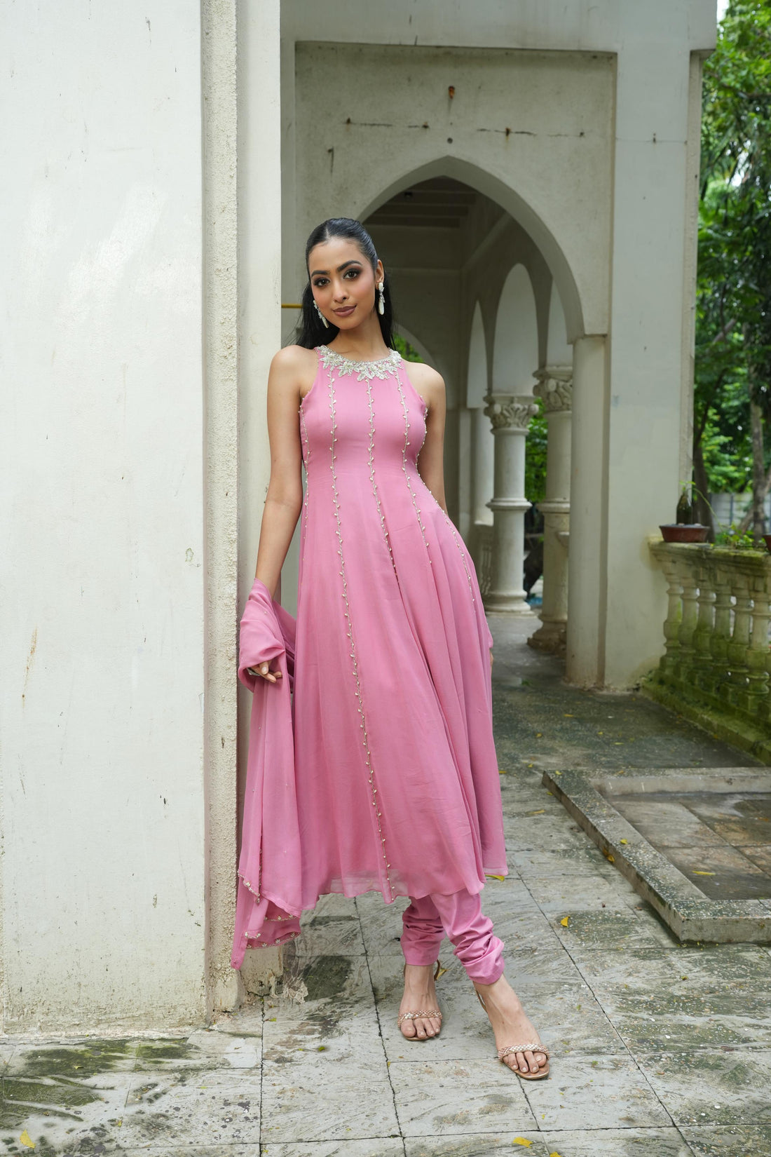 Dusty Pink (InCut) Anarkali With Chudidar