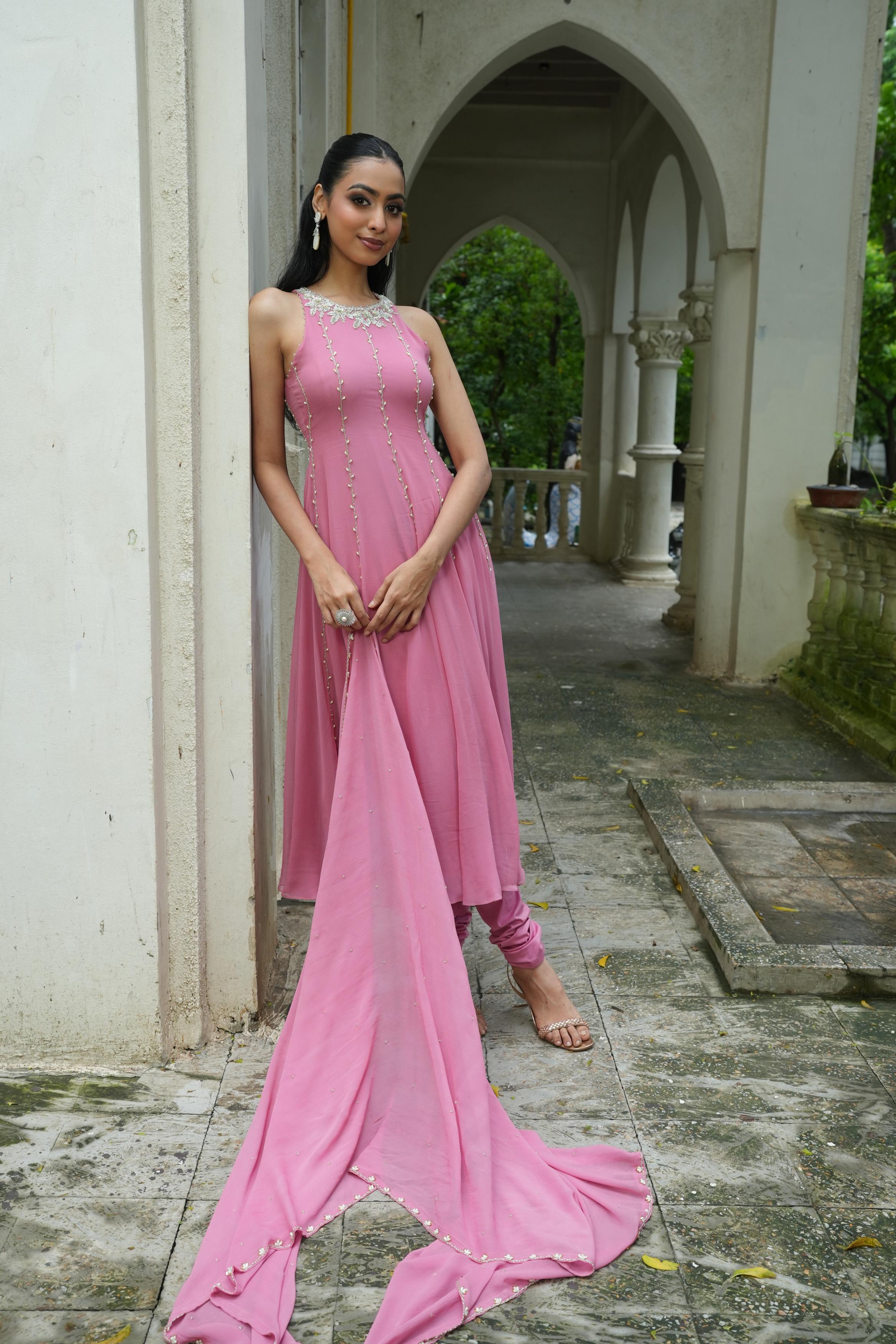 Dusty Pink (InCut) Anarkali With Chudidar