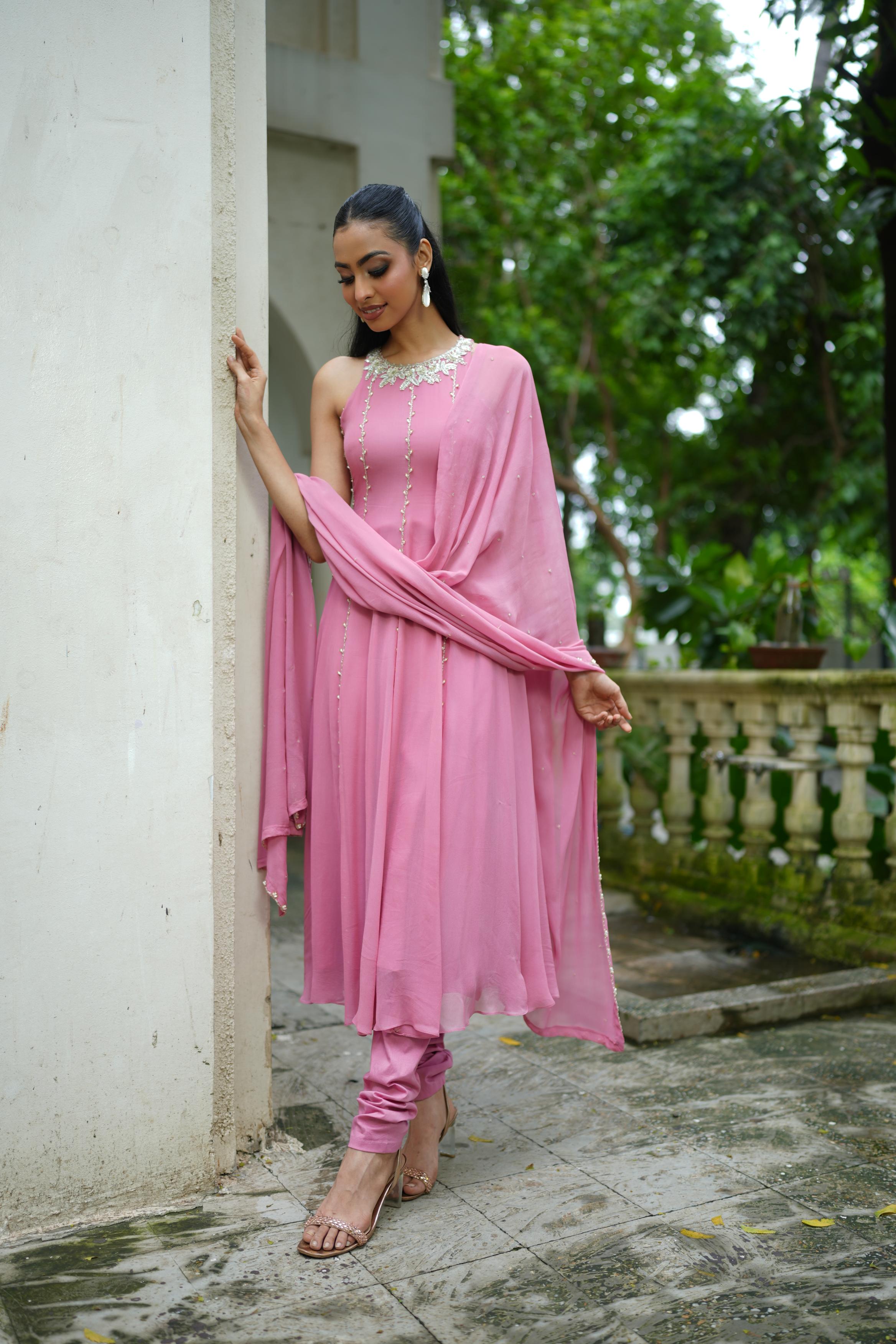 Dusty Pink (InCut) Anarkali With Chudidar