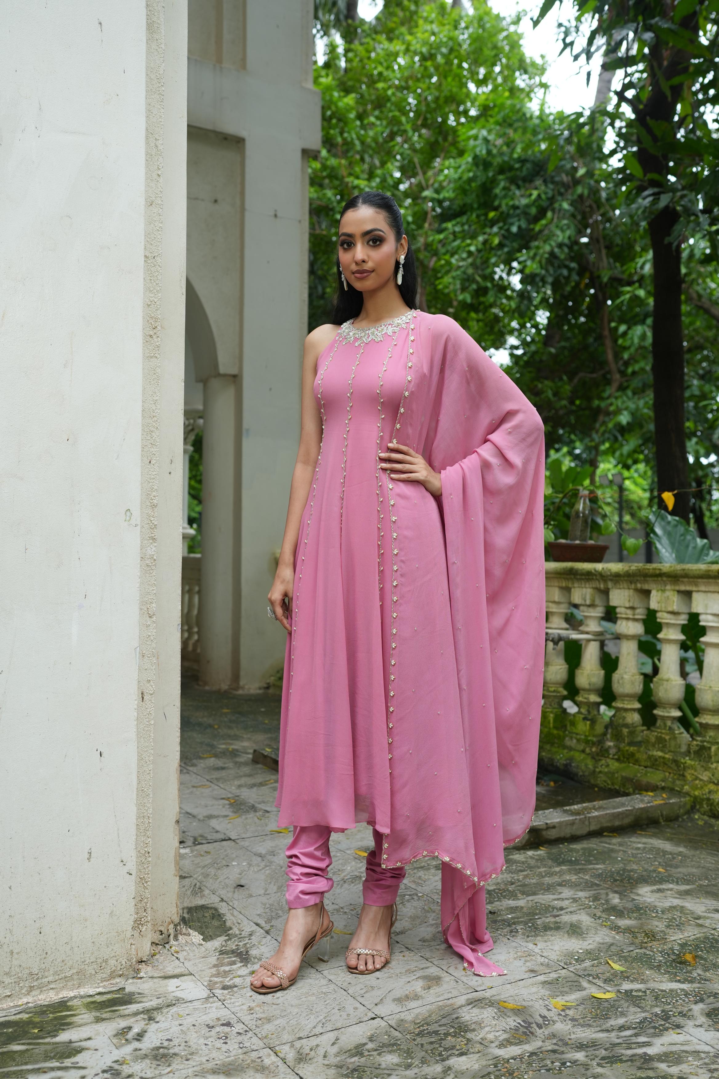 Dusty Pink (InCut) Anarkali With Chudidar