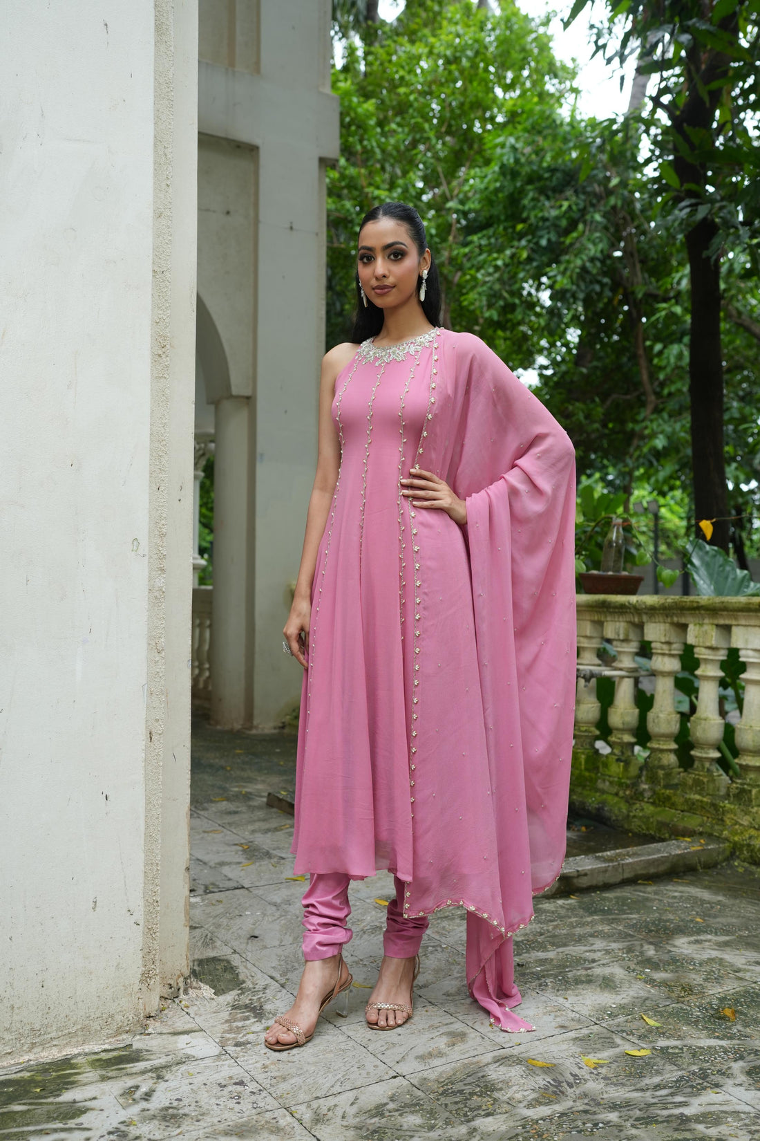 Dusty Pink (InCut) Anarkali With Chudidar