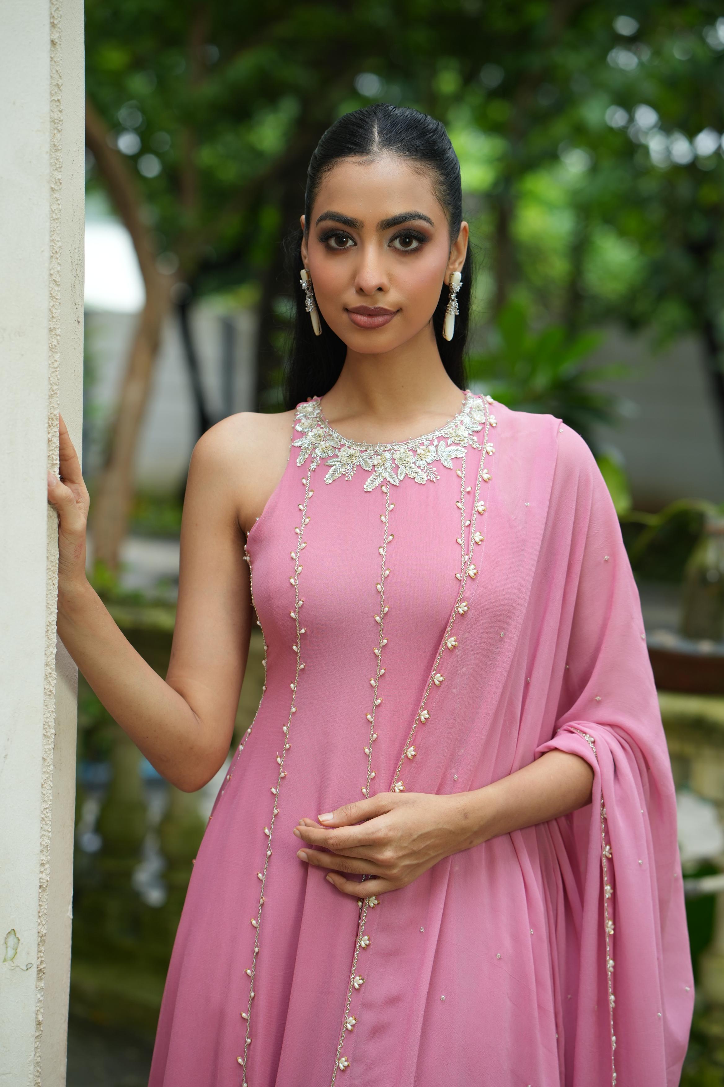 Dusty Pink (InCut) Anarkali With Chudidar