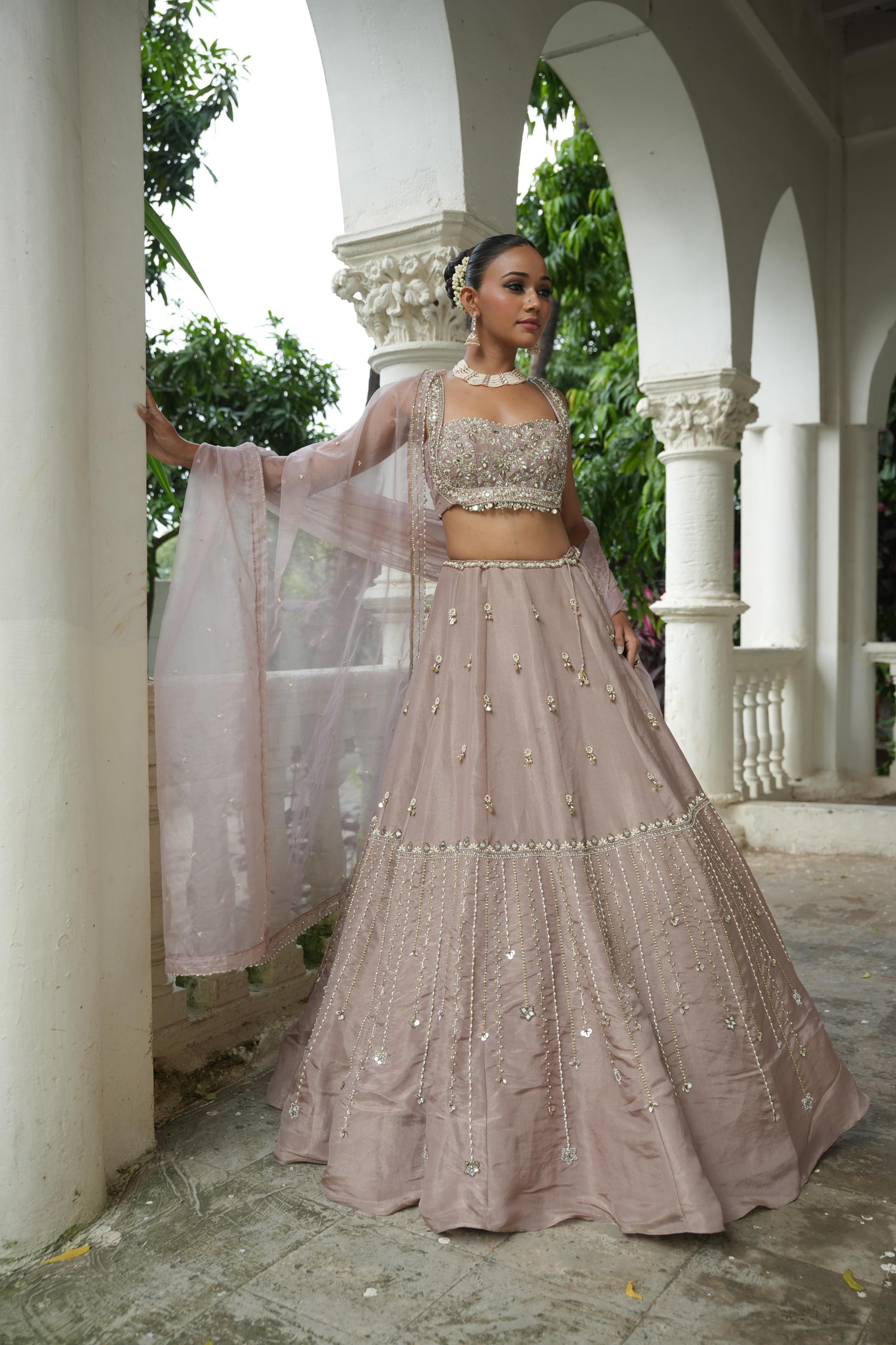 Nude Beige Zari Lehenga