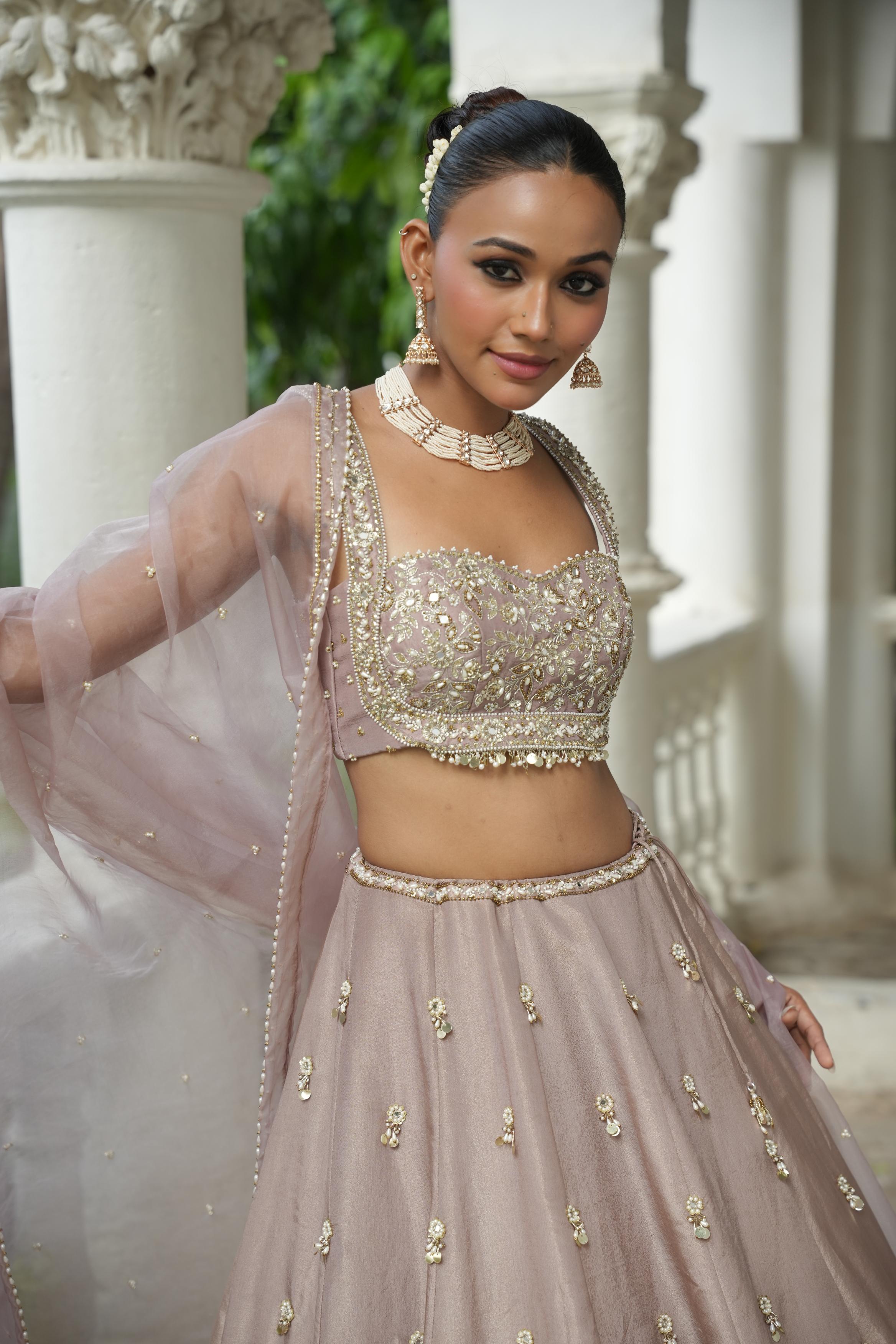 Nude Beige Zari Lehenga