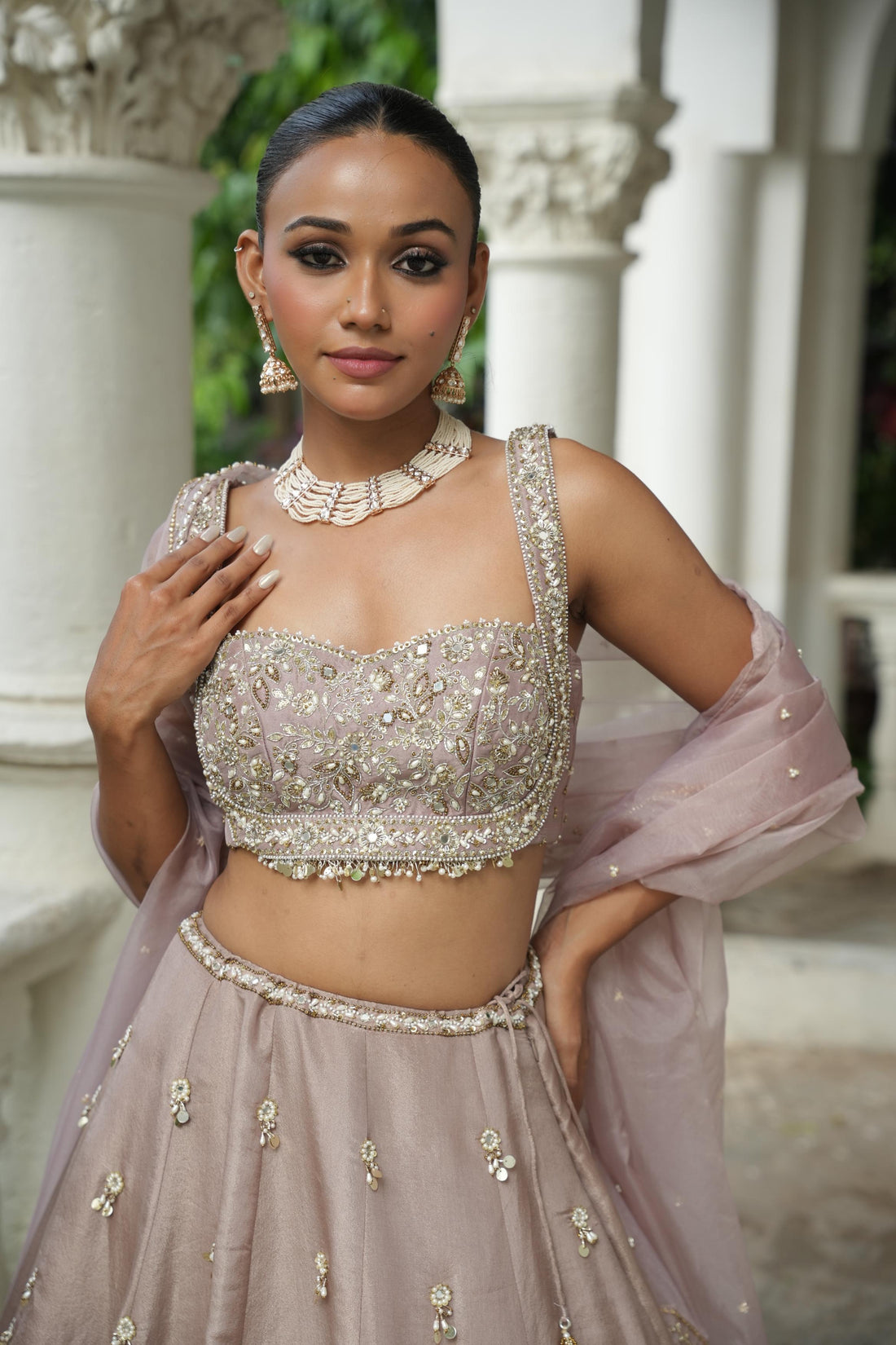 Nude Beige Zari Lehenga