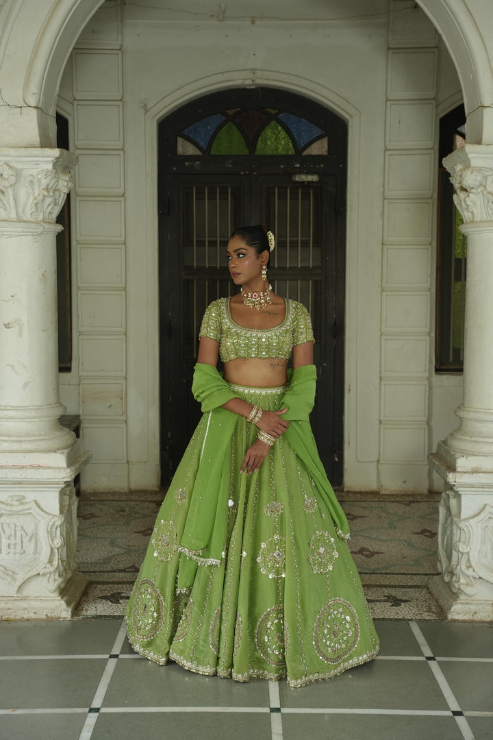 Pista Green Zari Lehenga