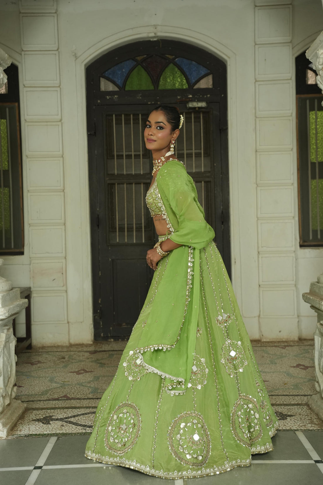Pista Green Zari Lehenga