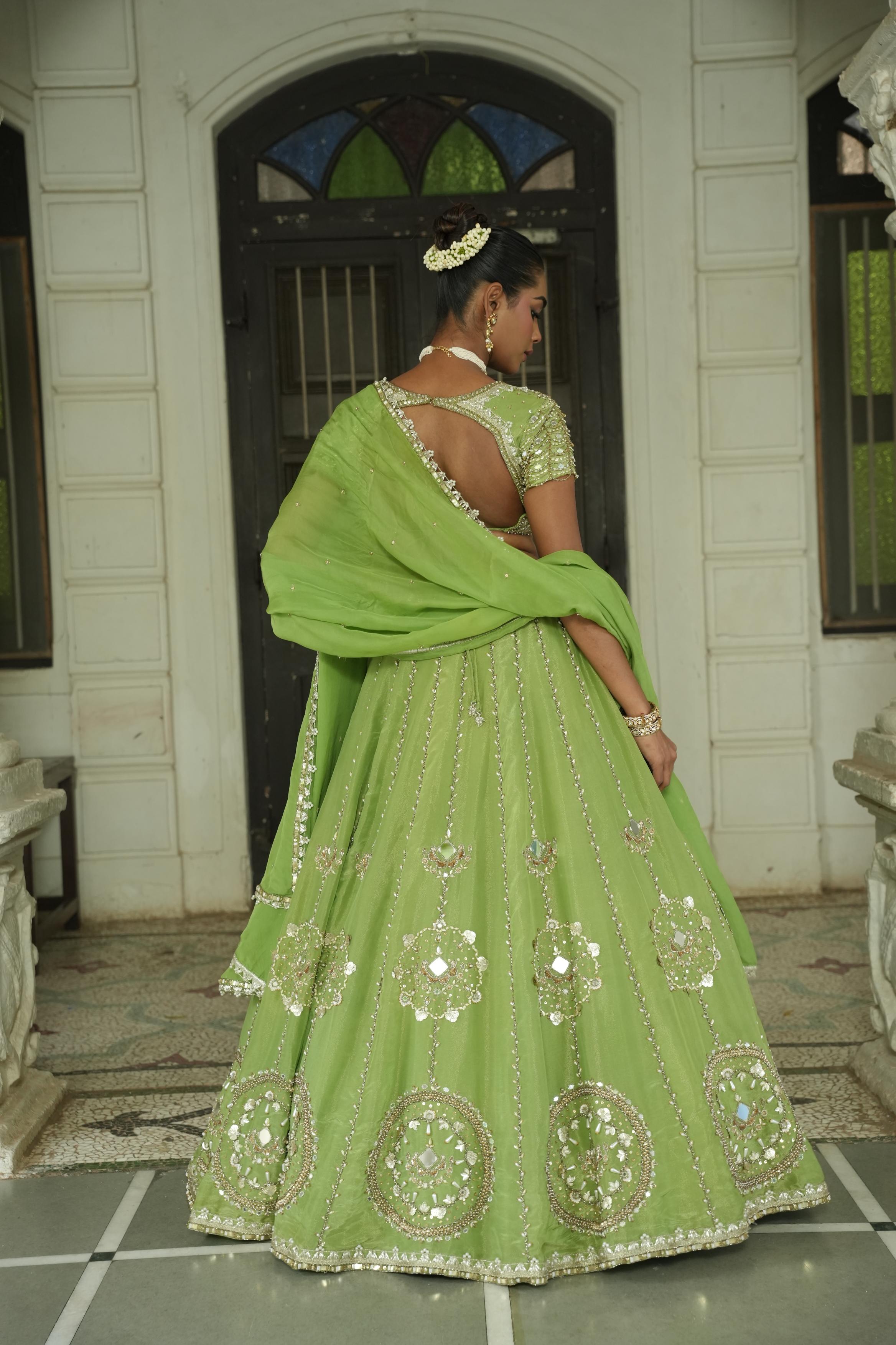 Pista Green Zari Lehenga
