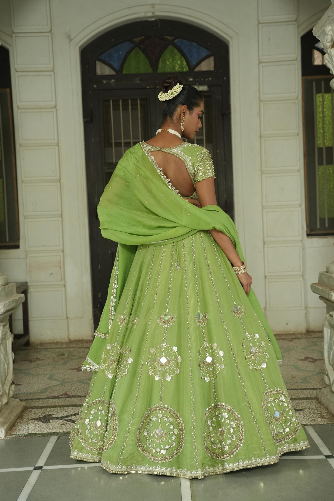 Pista Green Zari Lehenga