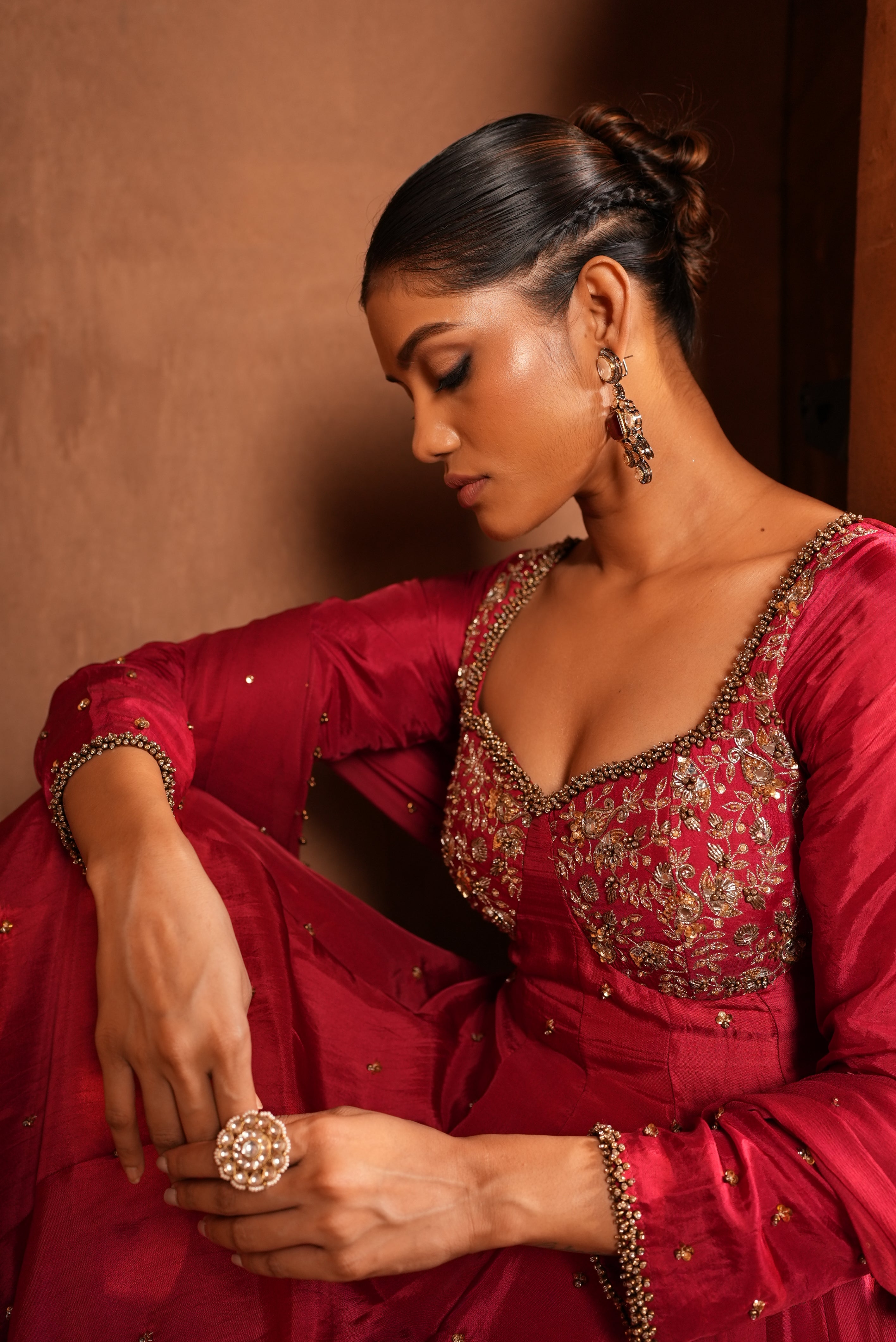 Red (Corset) Dress With Pants