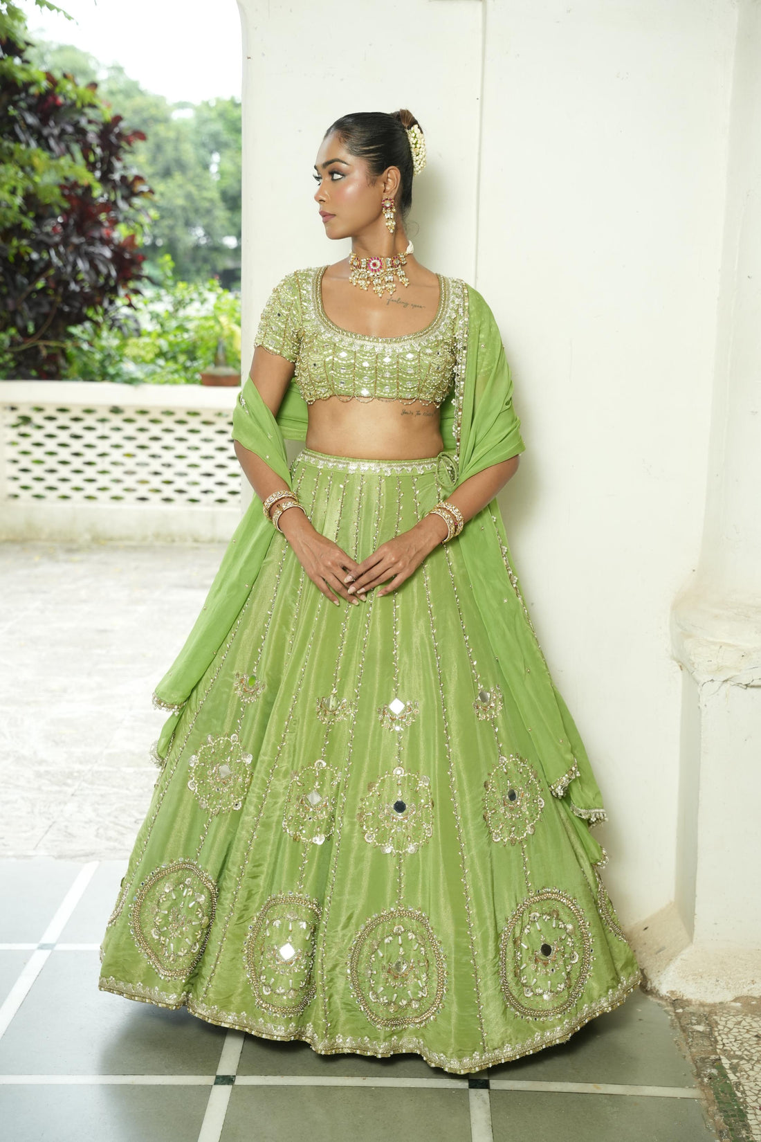 Pista Green Zari Lehenga