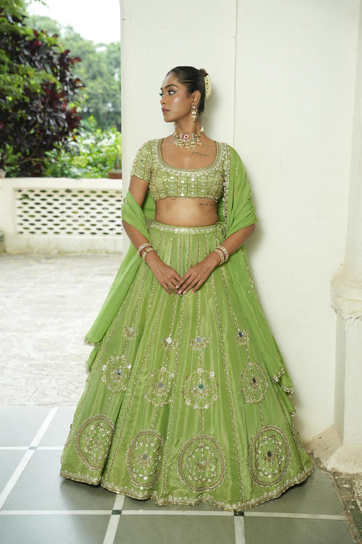 Pista Green Zari Lehenga