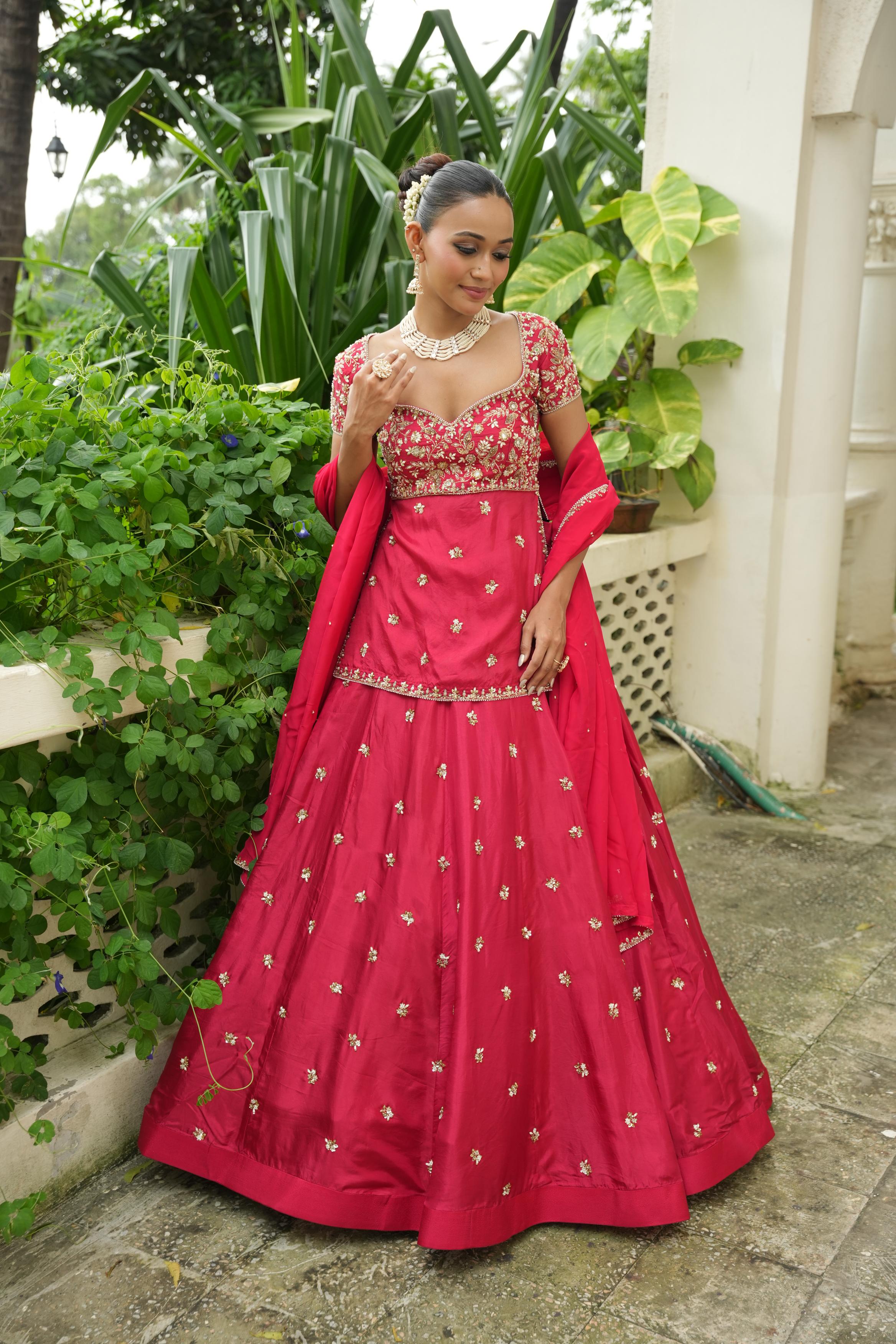 Red (Long Blouse) Lehenga