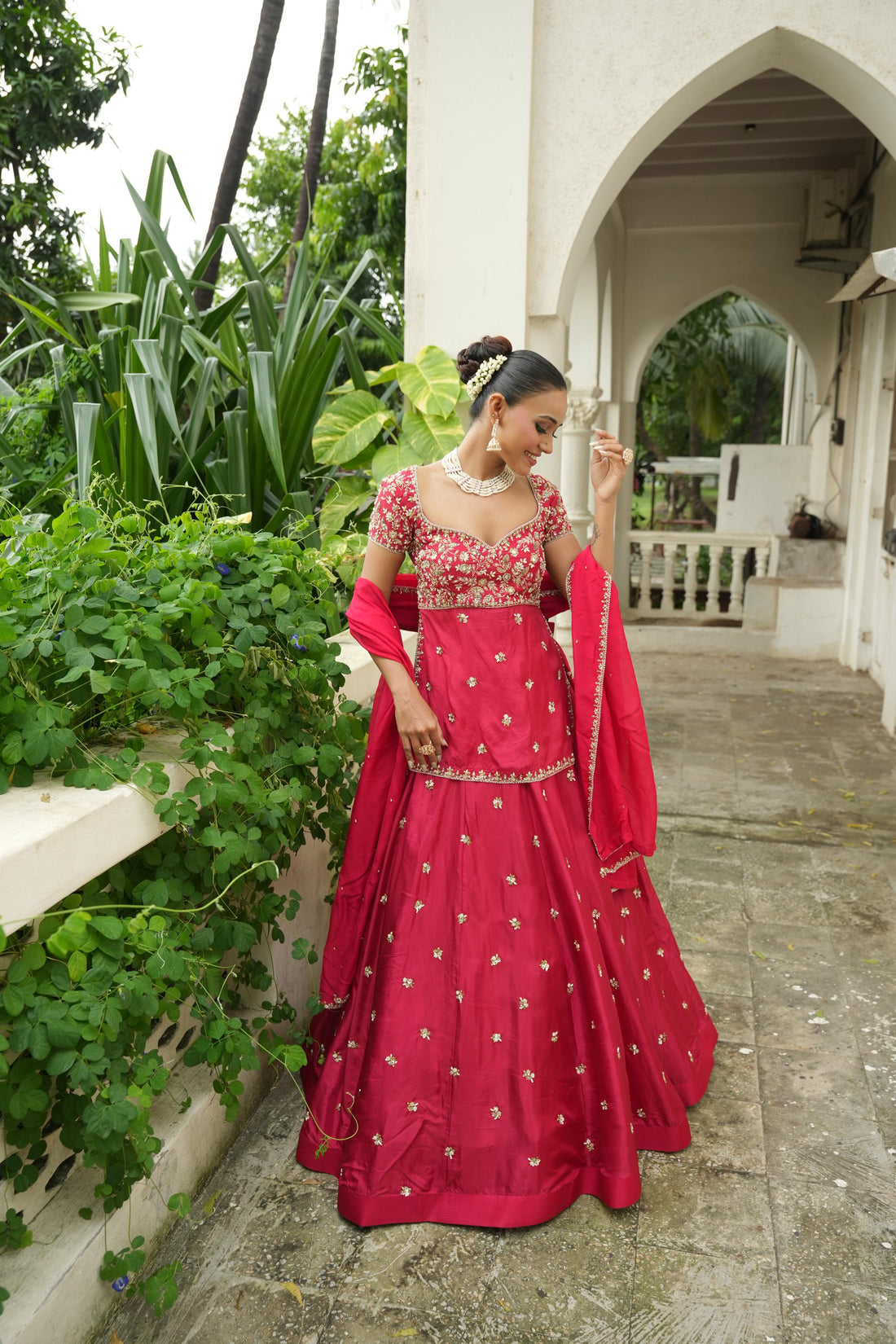 Red (Long Blouse) Lehenga