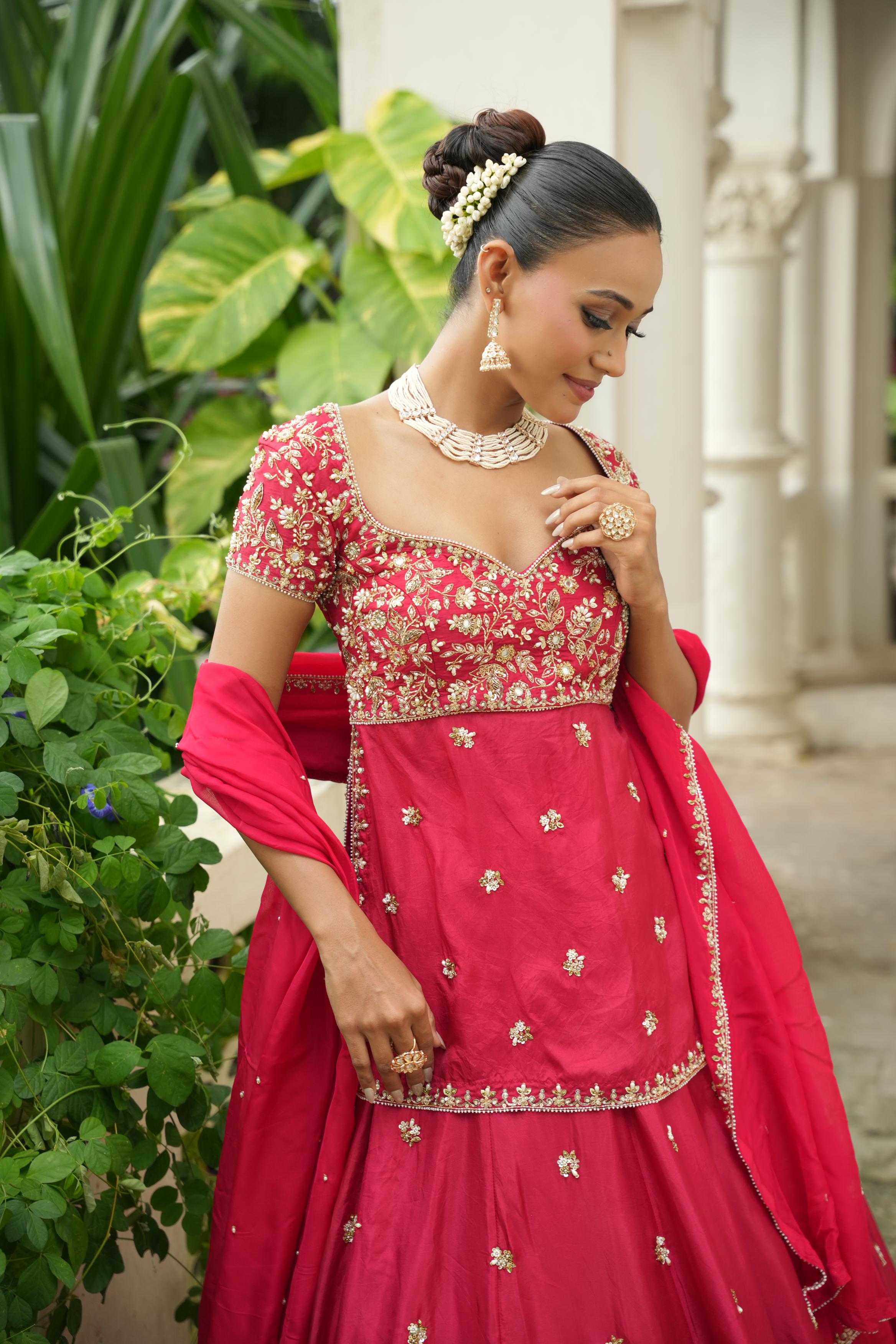 Red (Long Blouse) Lehenga