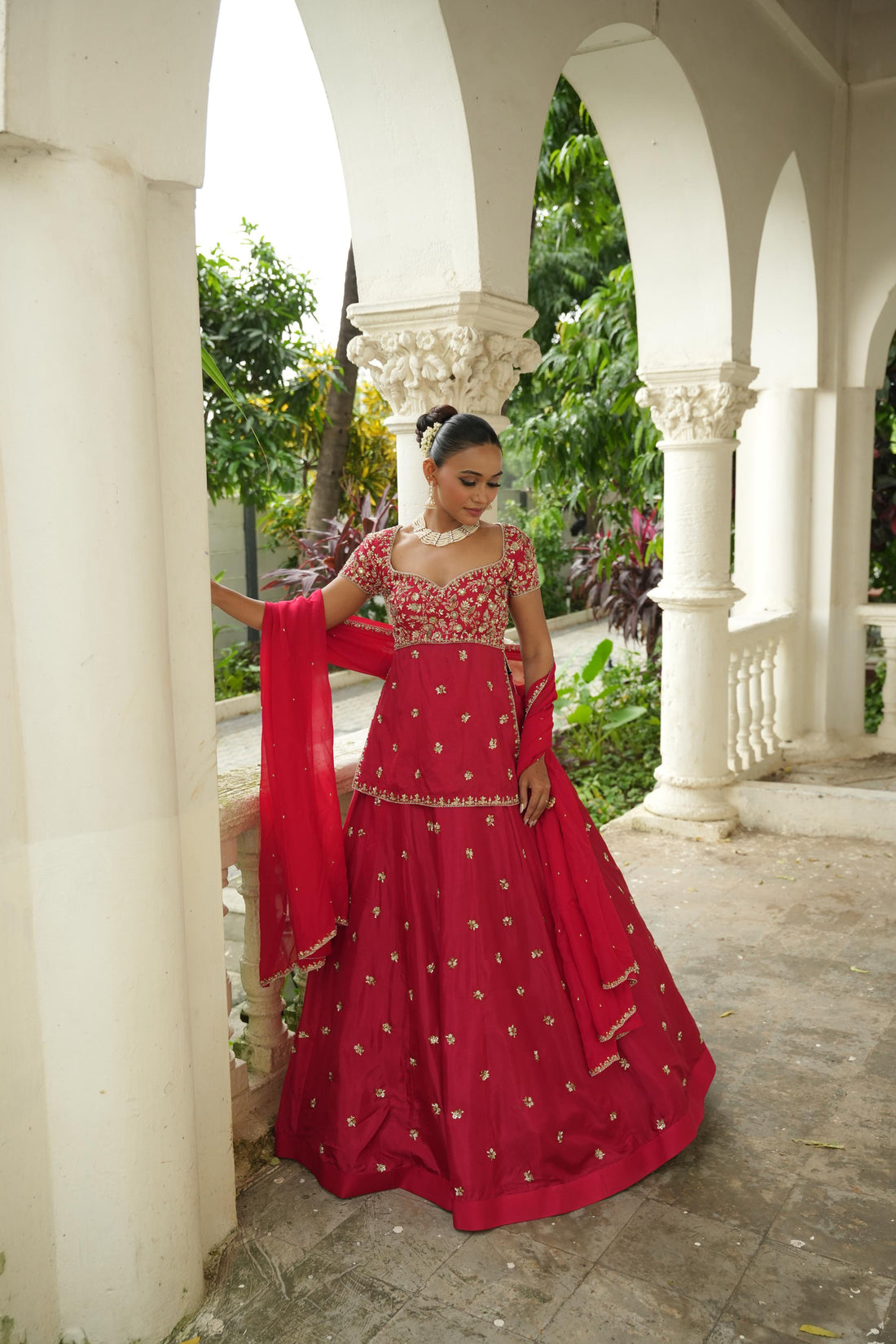 Red (Long Blouse) Lehenga