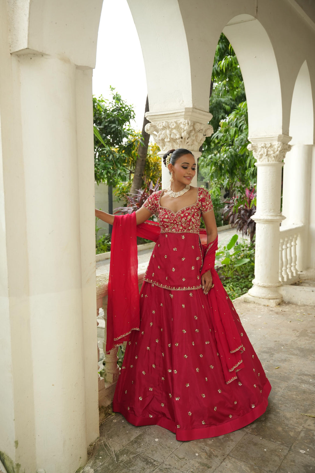 Red (Long Blouse) Lehenga