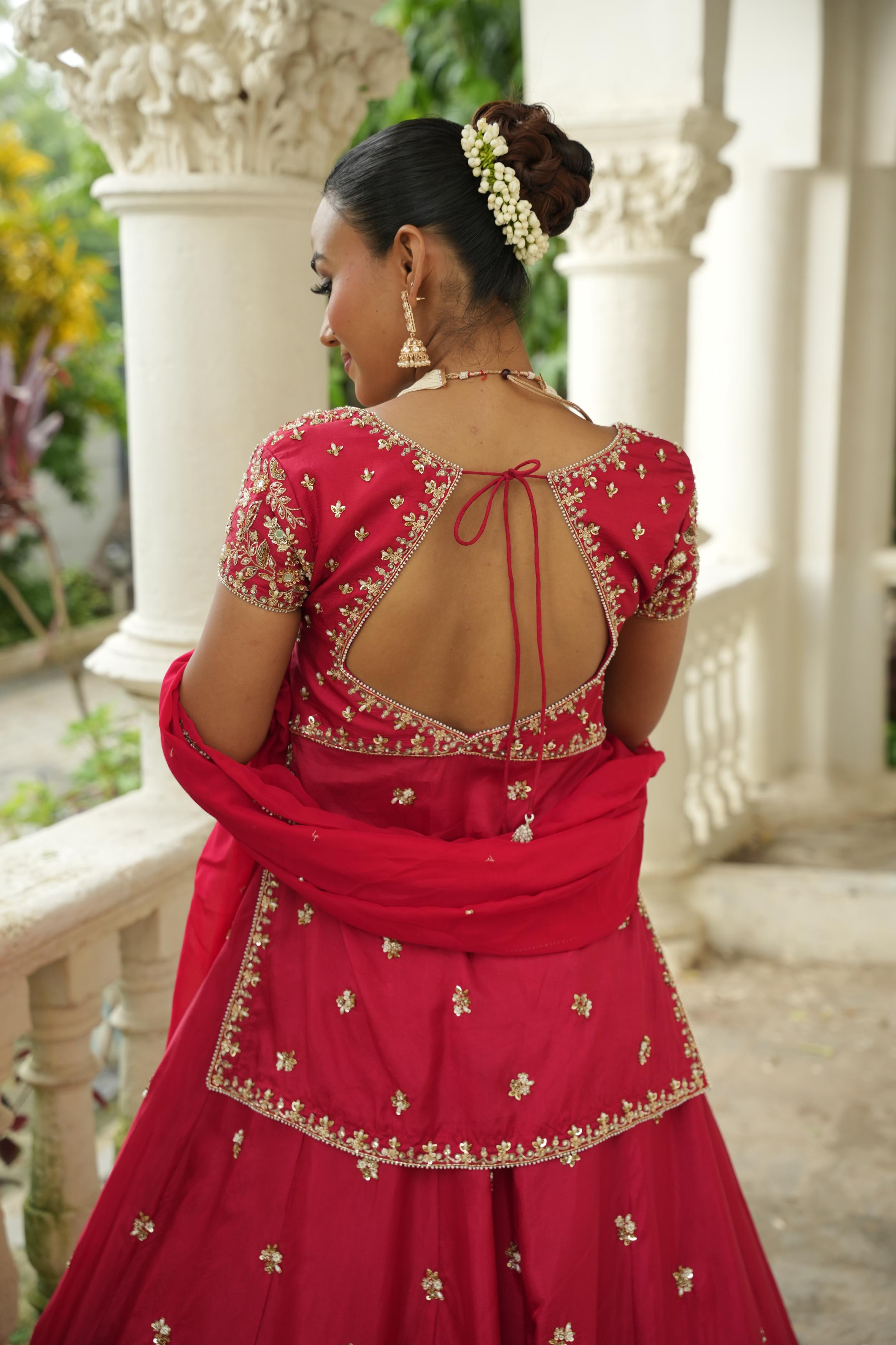 Red (Long Blouse) Lehenga