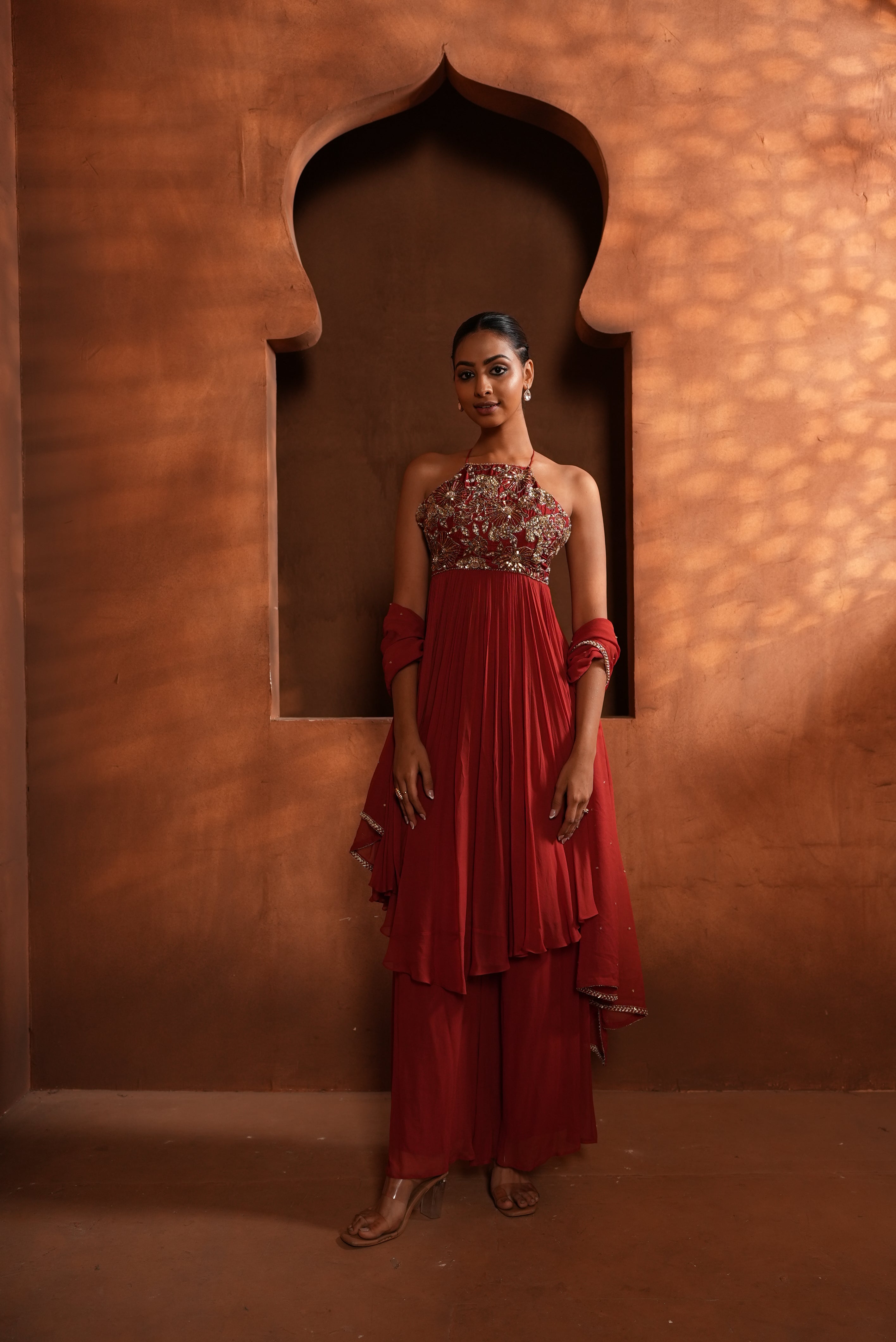 Brunt Rust In-Cut Dress (UN-EVEN FLAIR)