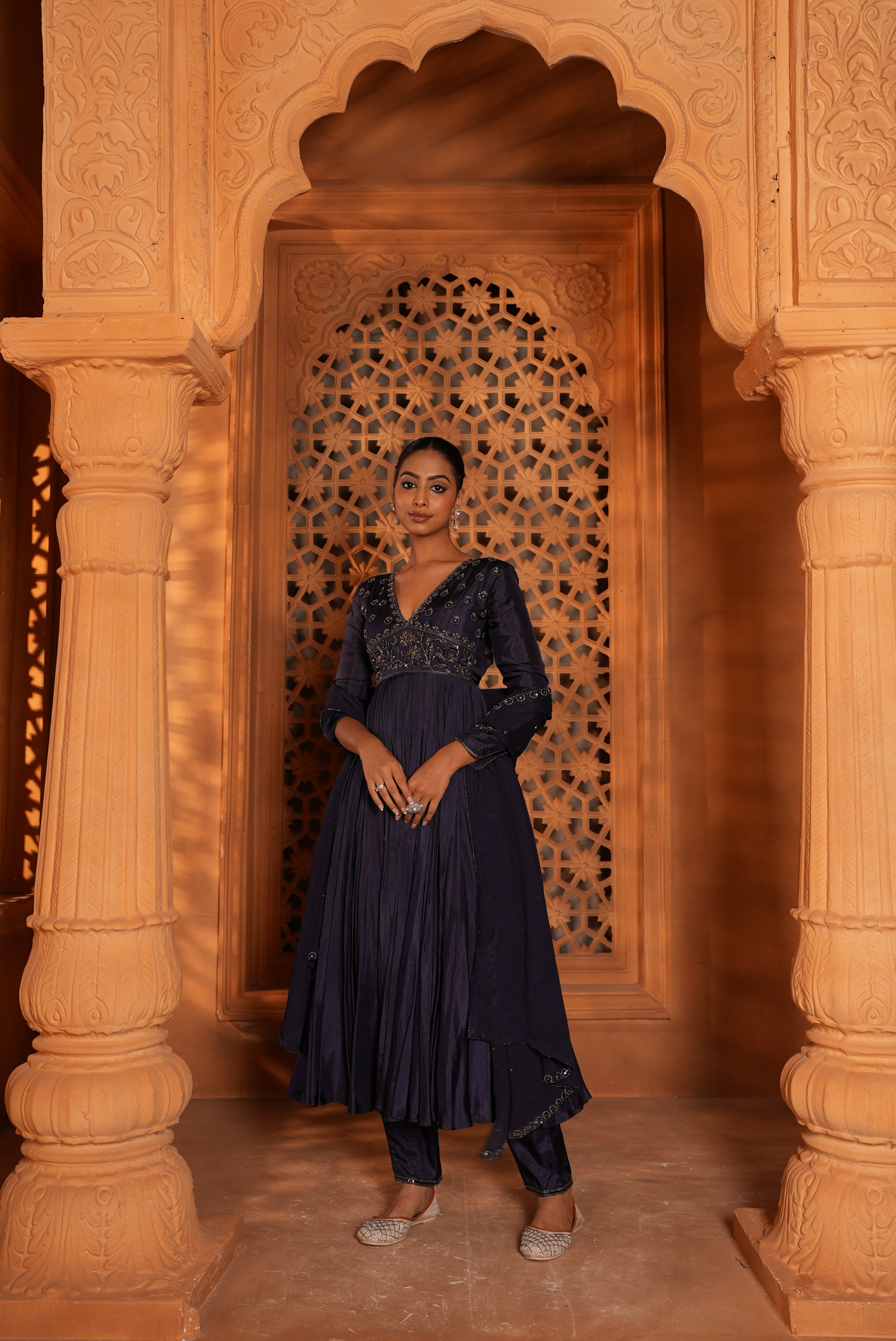 Deep Jamun Anarkali Dress With Pants