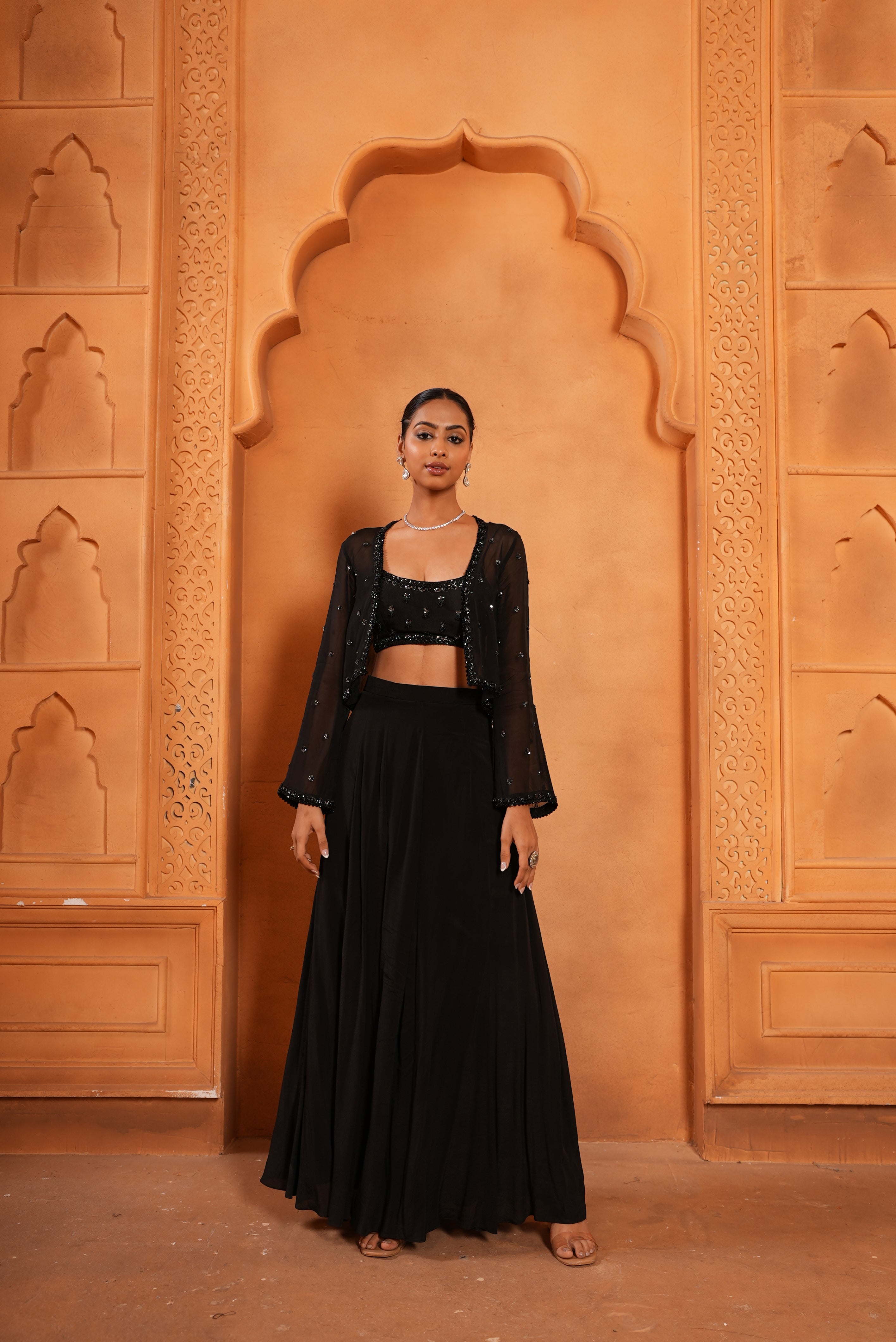 Black Tunic (Short Jacket/ Bustier/ Bell Bottom)