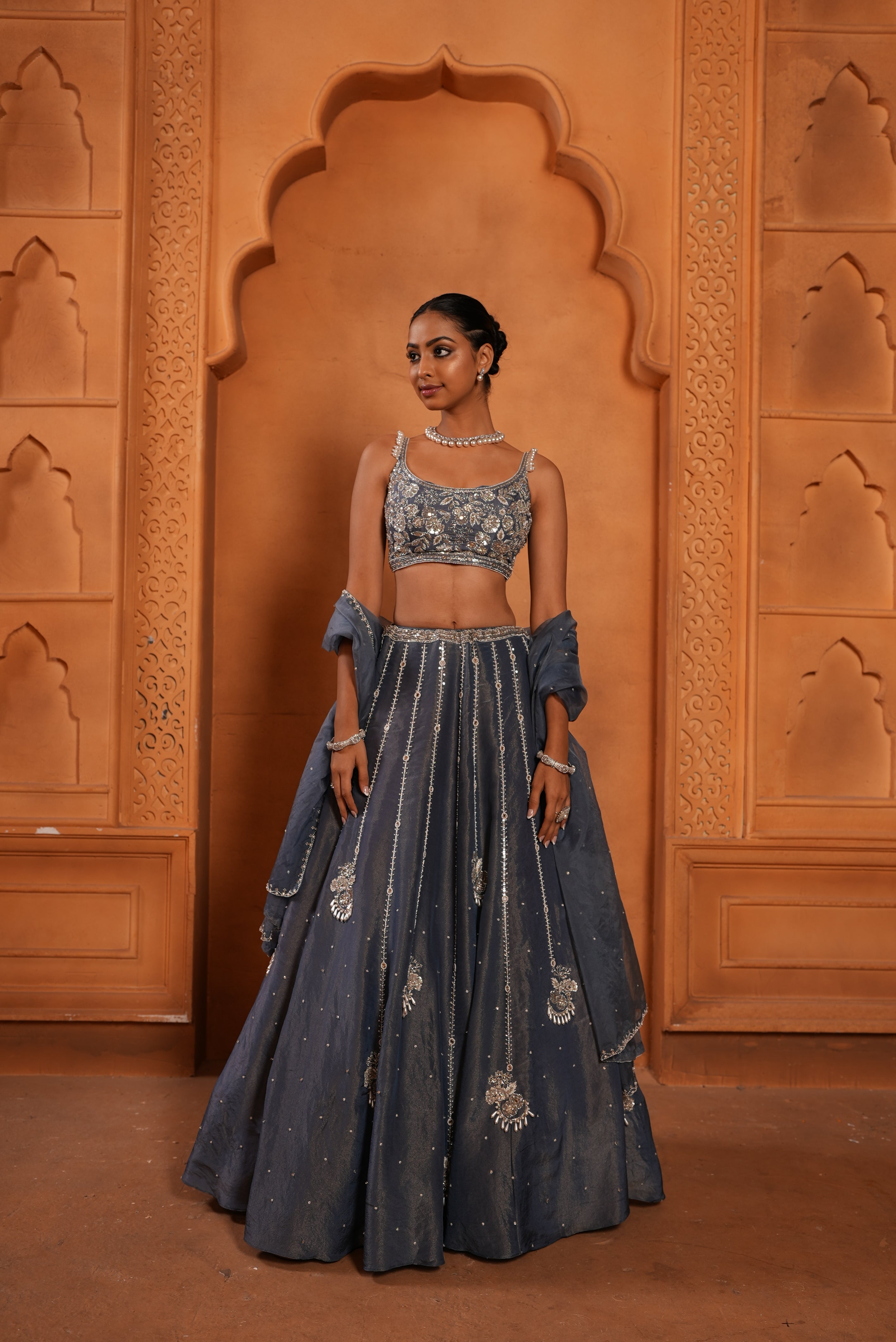 Denim Blue (Zari) Lehenga