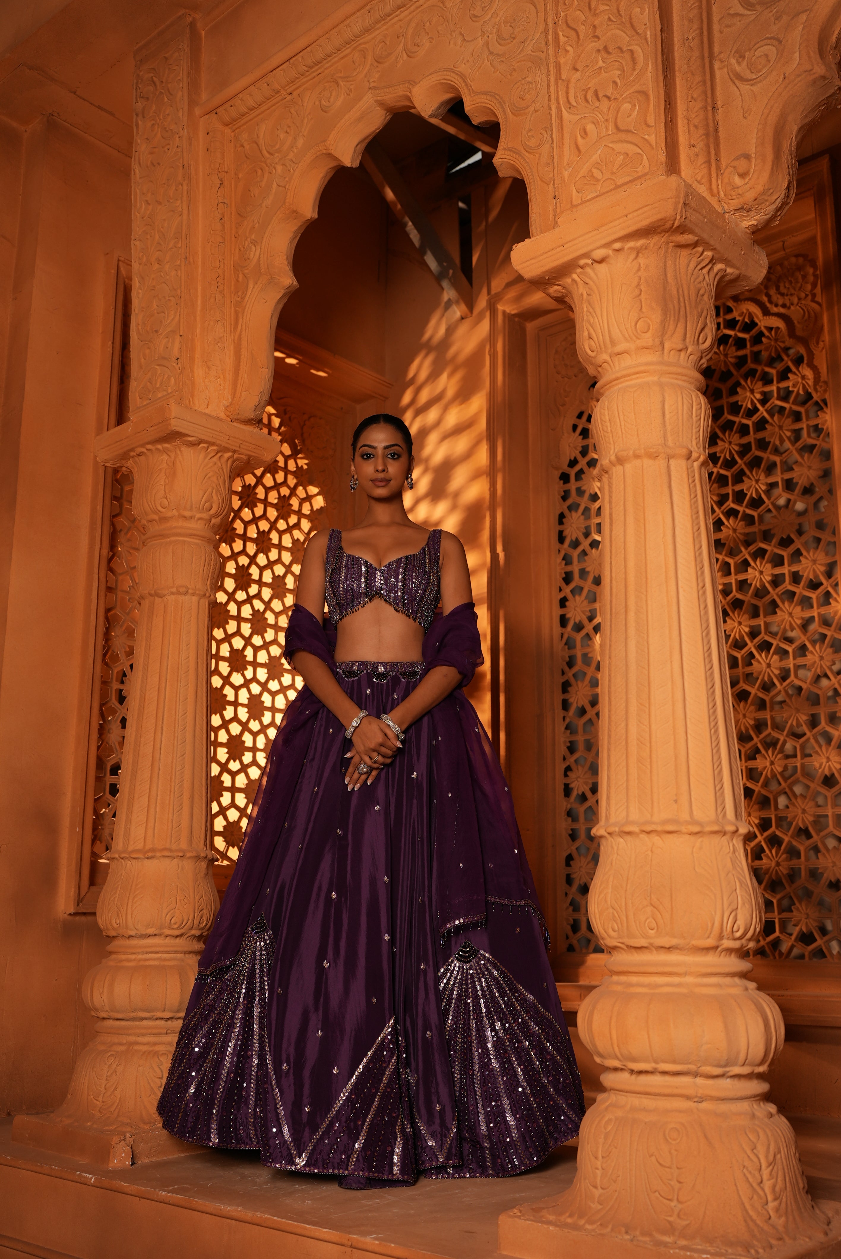 Violet (Sleeveless) (tone on tone Work) Lehenga