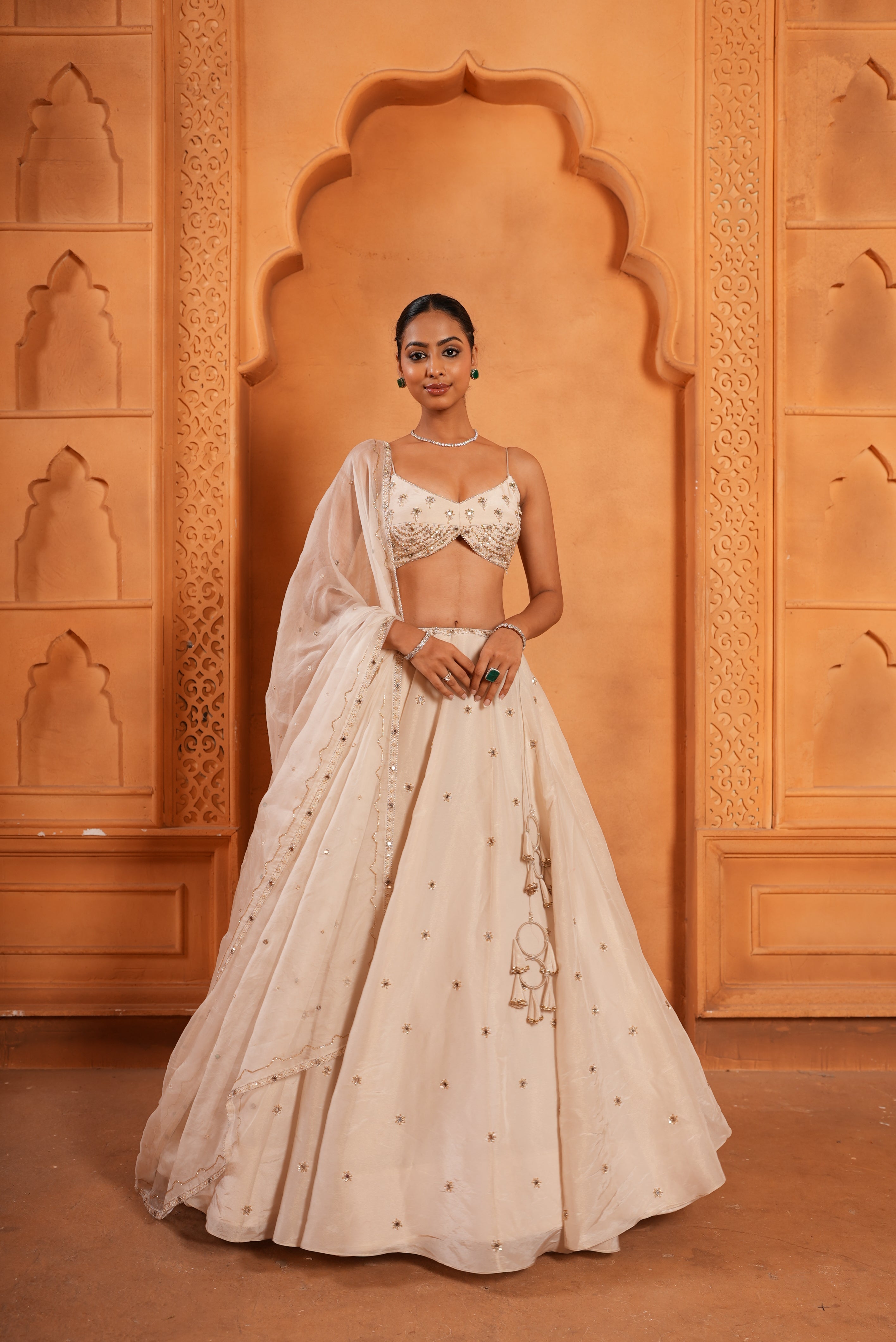 Ivory Zari (Strap) Lehenga