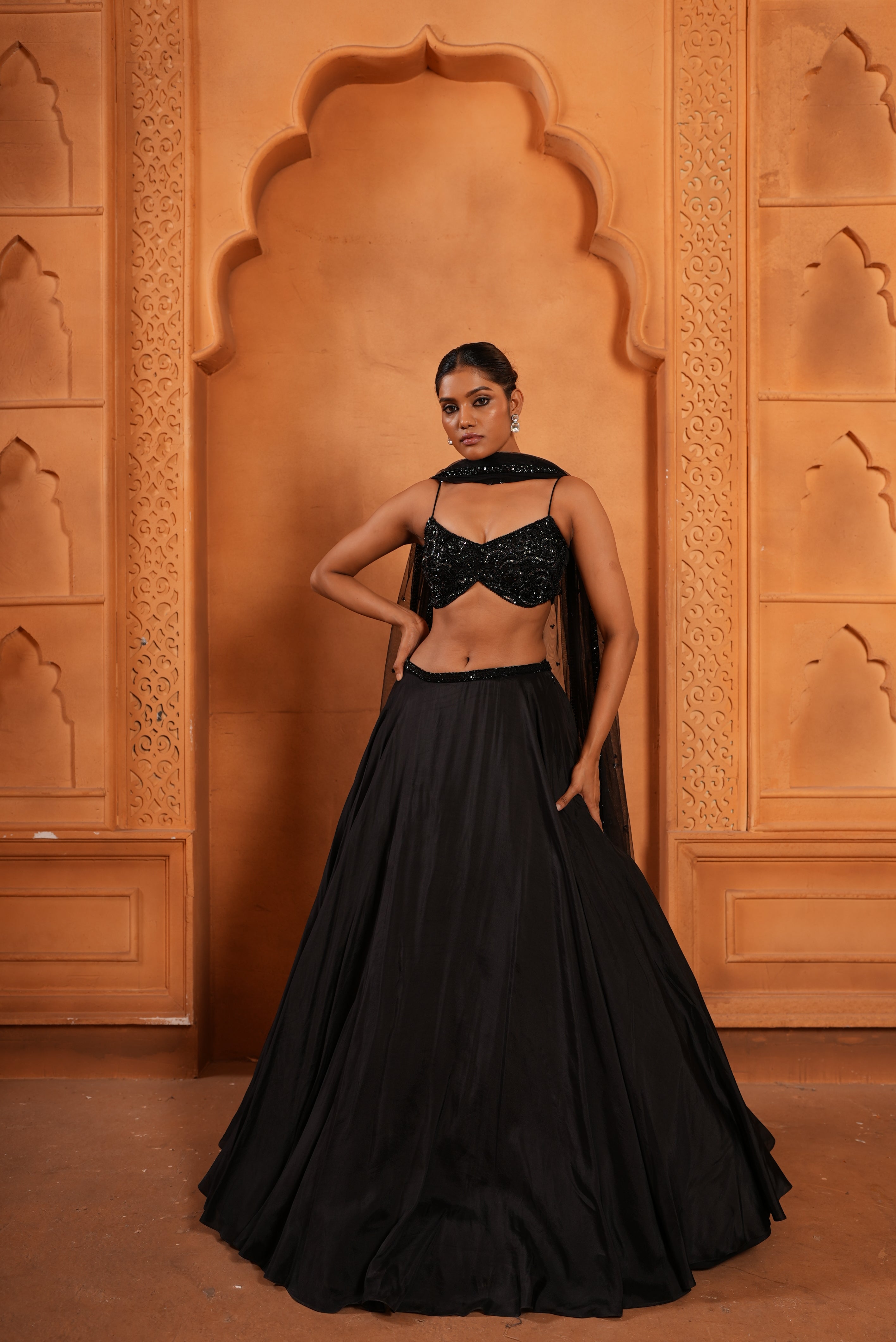 Black (Strap) Lehenga