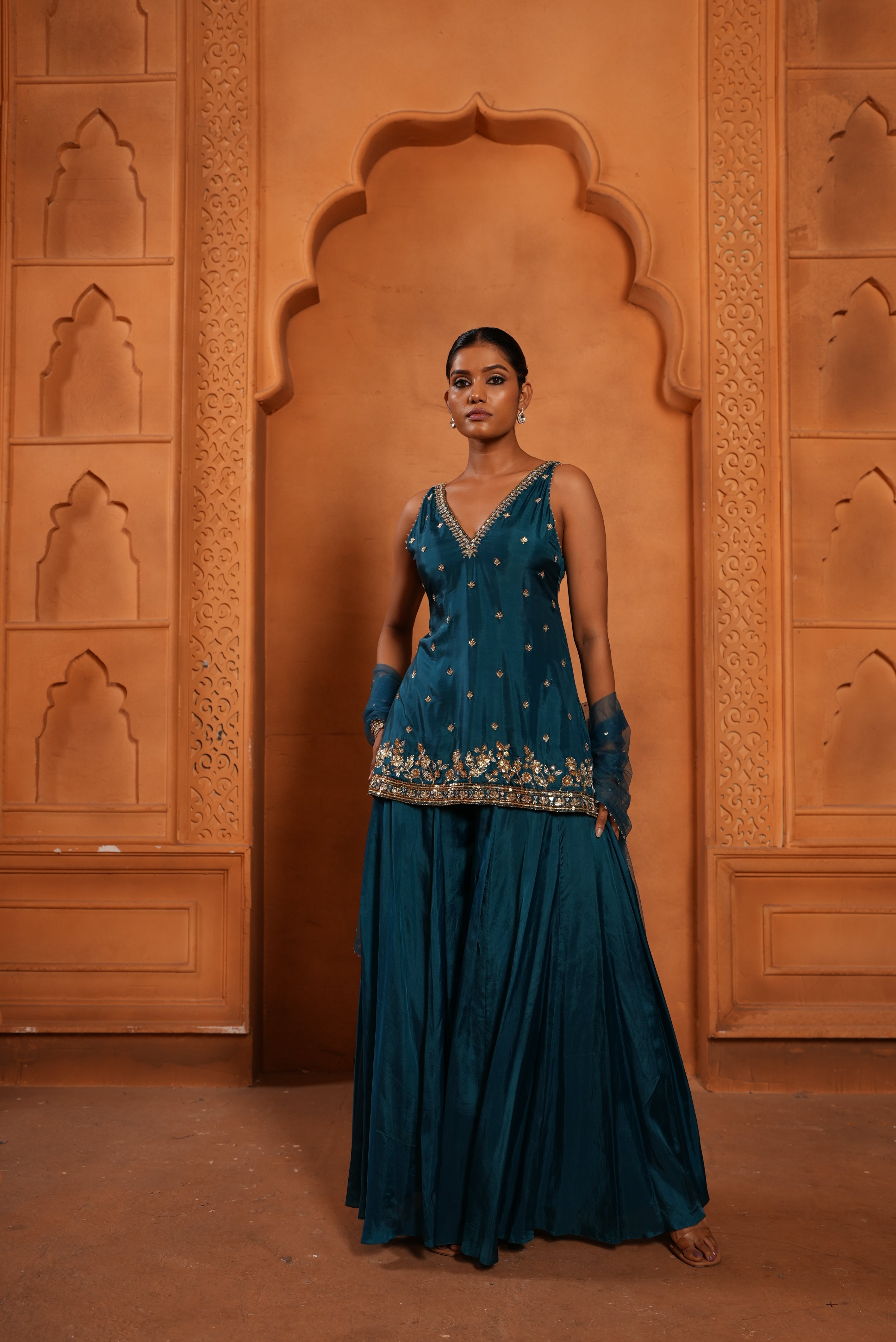 Peacock Blue (In-Cut) Sharara