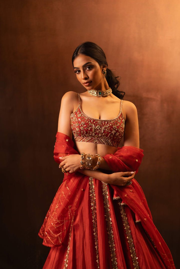 Burnt Orange (Strap) Lehenga