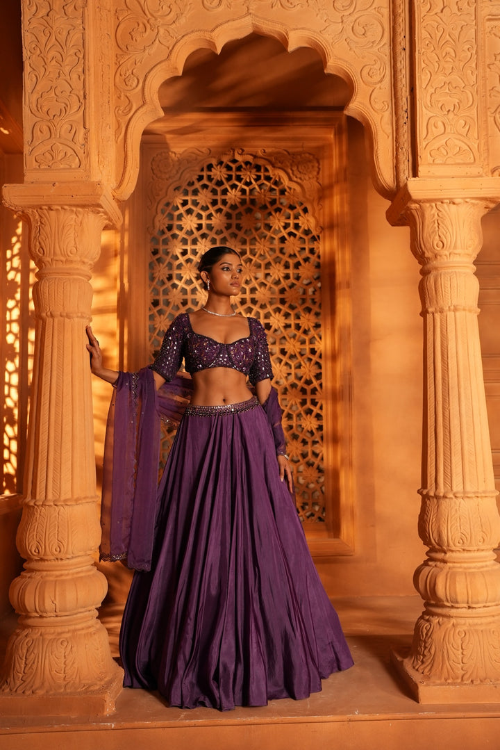 Violet Plain (Tone On Tone Work) Lehenga