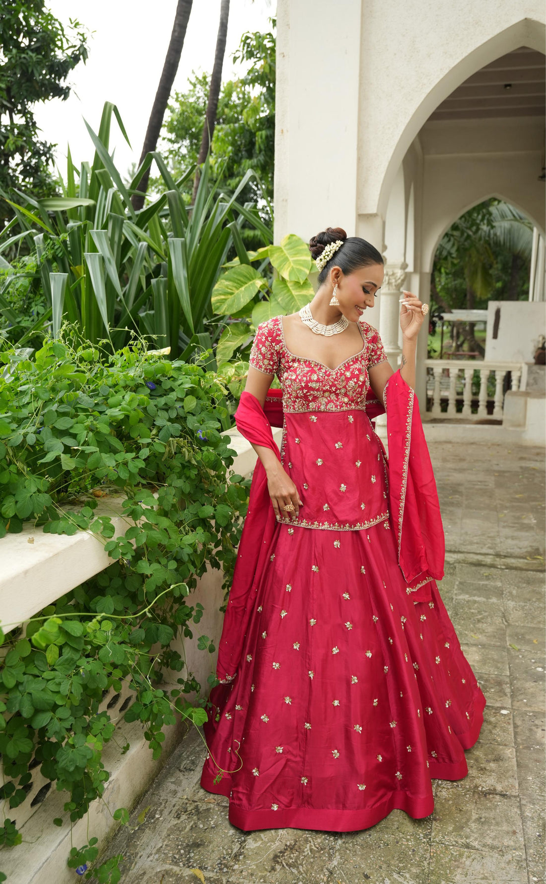 Red (Long Blouse) Lehenga
